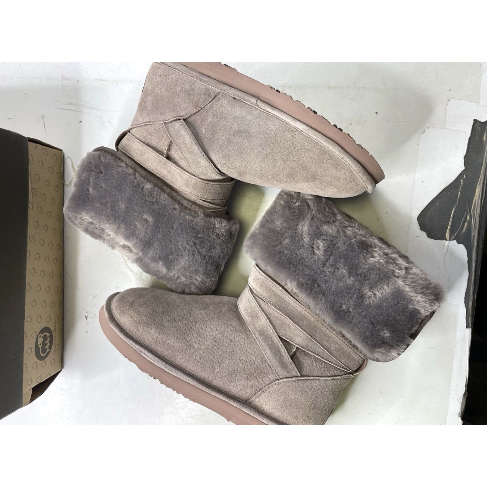 Vintage LAMO SAVOY Classic Boots Mushroom Size 10 M Women's Mid-Calf Faux Suede Flat Heel Box Included Size US 10 / IT 40 - 5 Thumbnail