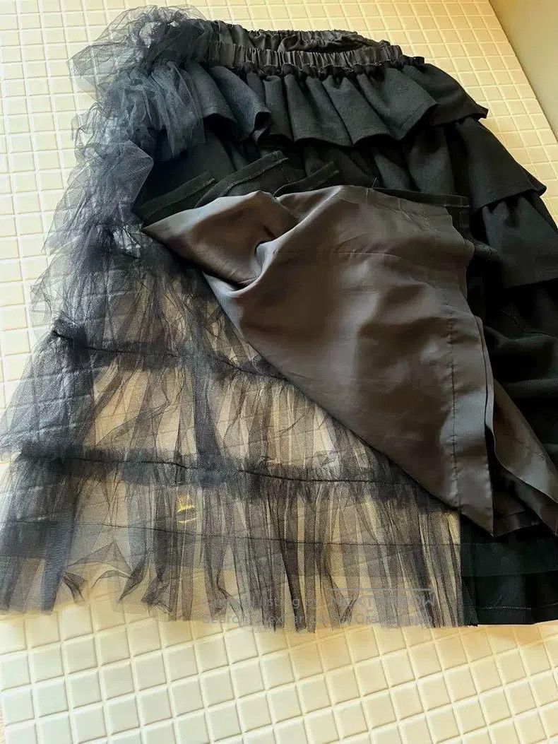 Comme des Garcons Comme Des Garcons size F Black Vintage Lace Design Half Sk Size 23" - 3 Thumbnail