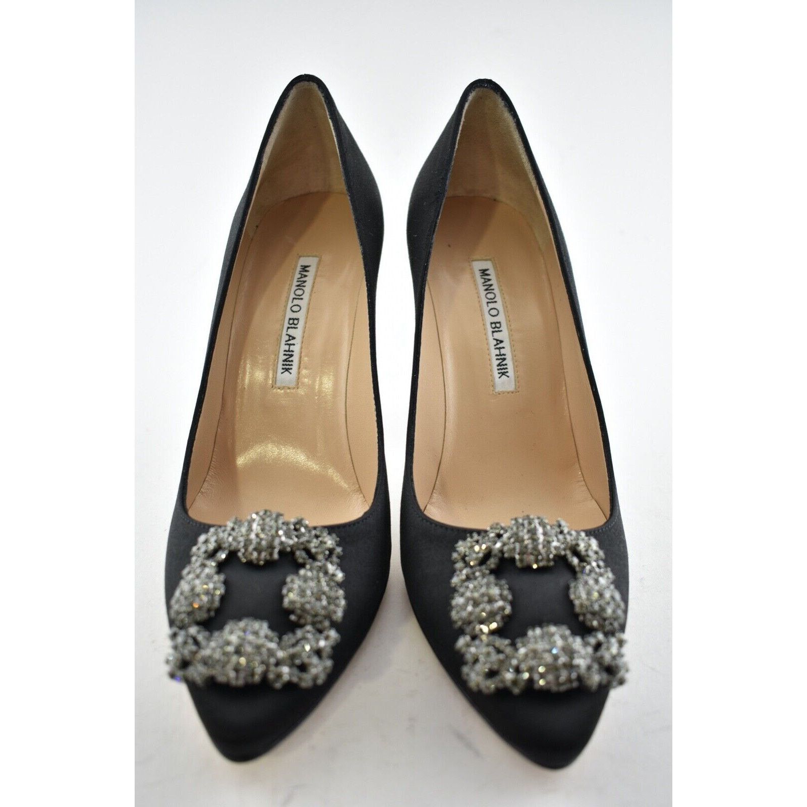 Manolo Blahnik Hangisi 105 Satin Crystal Jewel Buckle Classic Heel Pump 41 Size US 11 / IT 41 - 6 Thumbnail