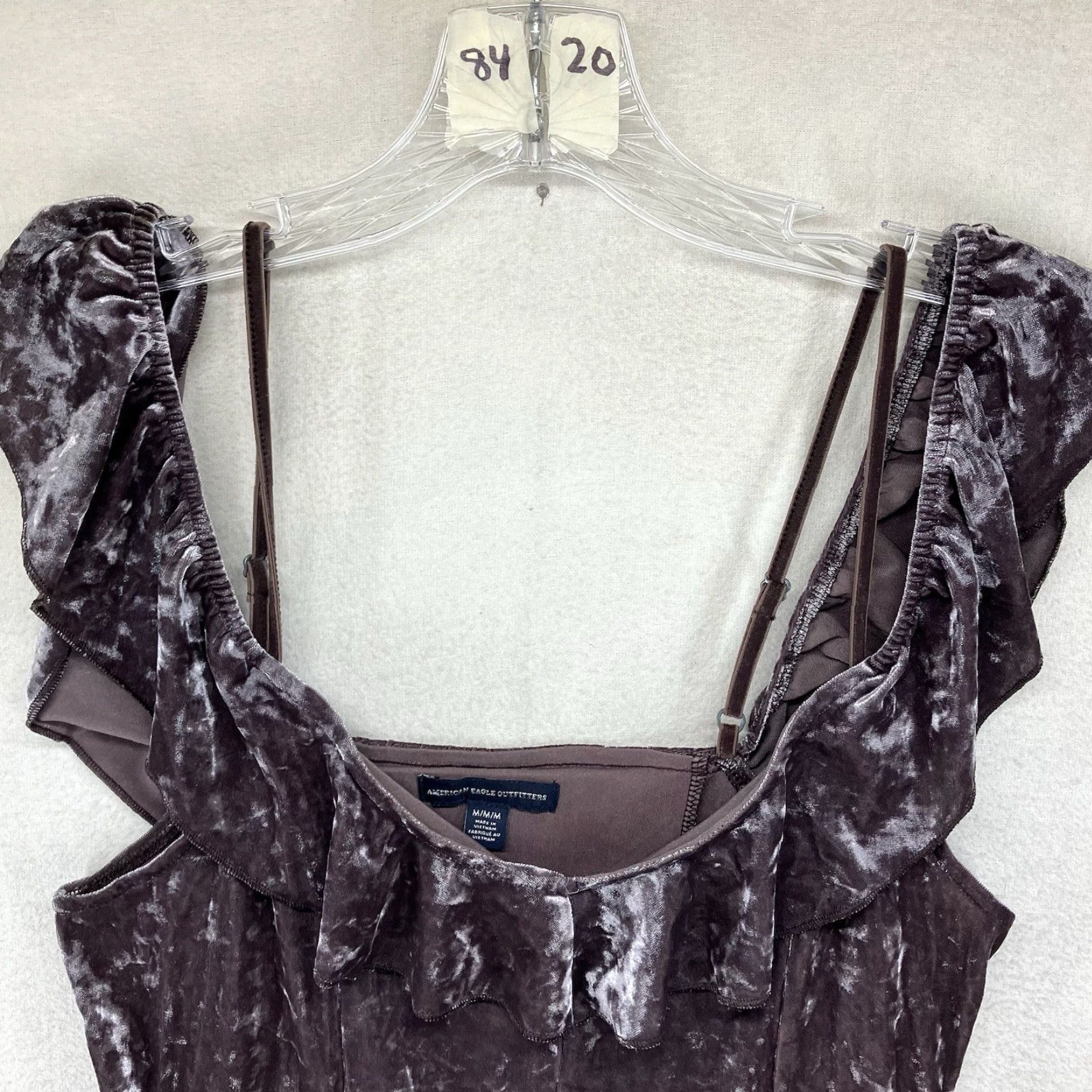 American Eagle Outfitters American Eagle Outfitters Dress Womens Medium Brown Velvet Slip Off-Shoulder Mini Size M / US 6-8 / IT 42-44 - 4 Thumbnail
