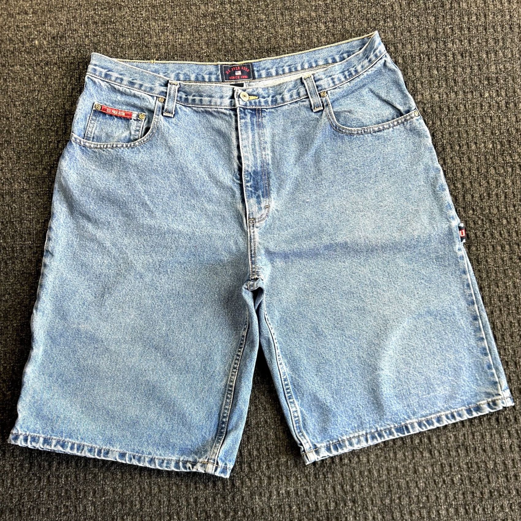 Vintage VINTAGE US Polo Assn. Carpenter Denim Jorts Shorts 40 Blue USA Flag Embroidered Mens Size US L / EU 52-54 / 3 - 2 Thumbnail