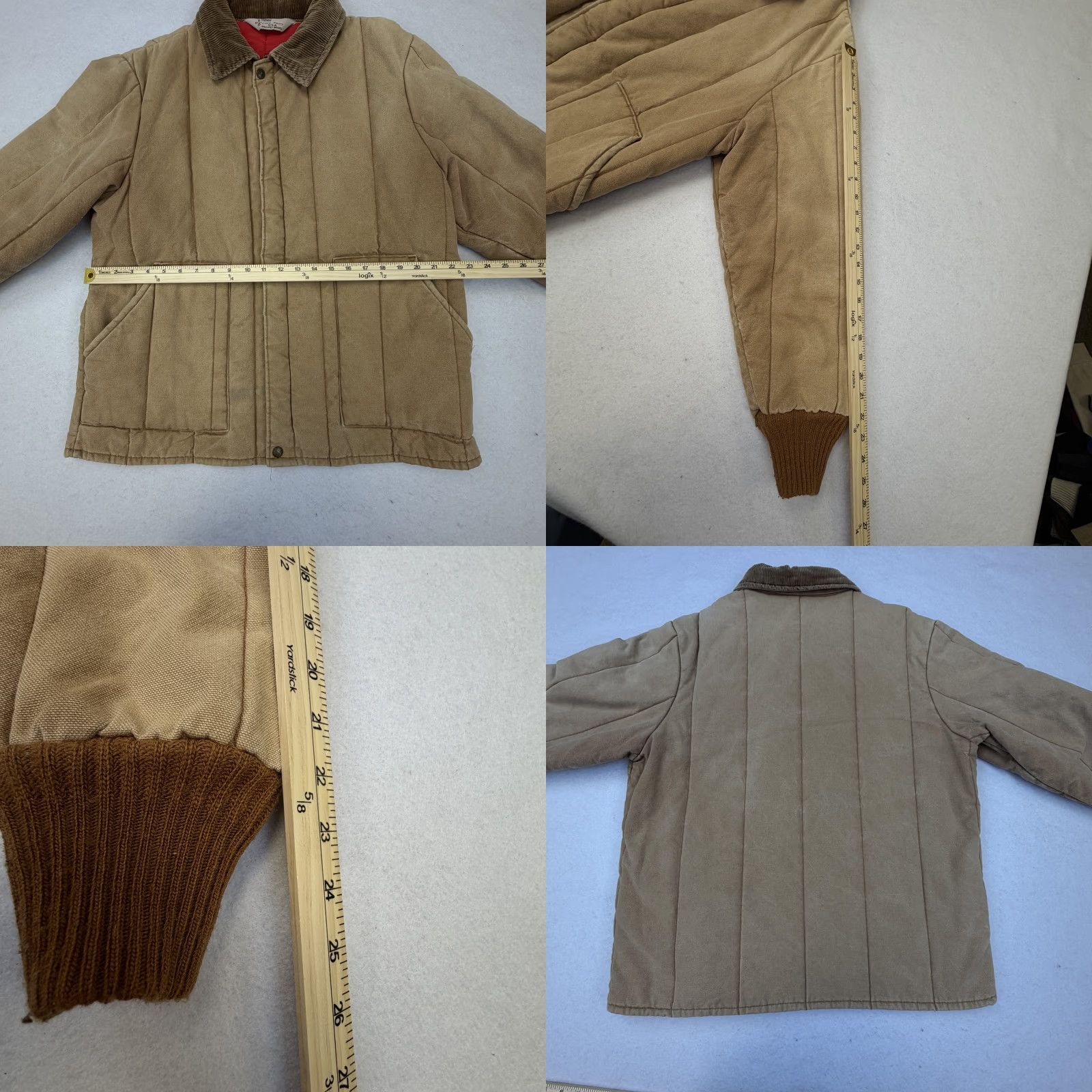 Walls VINTAGE Walls Blizzard-Pruf Jacket Mens XL Beige Canvas Quilted Lined USA Full Zip Insulated Pockets Collared Cotton Solid 70s 80s Mens Size US XL / EU 56 / 4 - 10 Thumbnail
