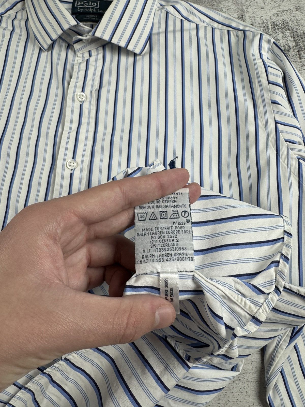 Polo Ralph Lauren Polo Ralph Lauren Blue Striped Blank Longsleeve Button Shirt Size US XL / EU 56 / 4 - 12 Thumbnail