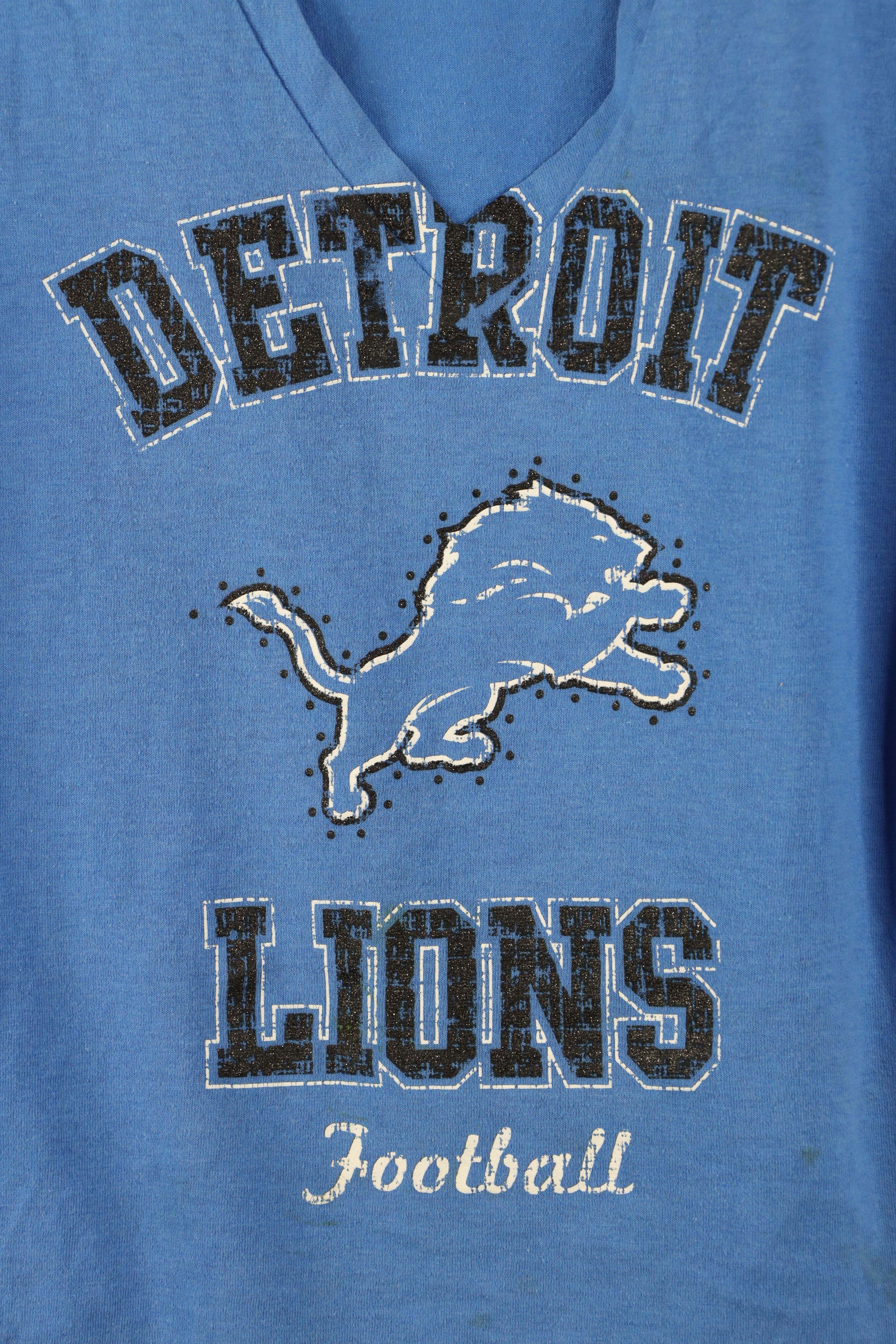 Vintage Vintage NFL Detroit Lions Football V-Neck T-Shirt Blue Size L / US 10 / IT 46 - 4 Thumbnail