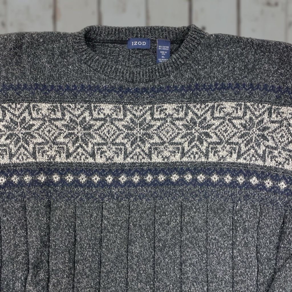 Izod VINTAGE IZOD Sweater Men’s XL Gray Knit Crewneck Pullover Snowflake USA Made Mens XL Gray Knit Crewneck Pullover IZOD Sweater USA 80s-90s Size US XL / EU 56 / 4 - 1 Thumbnail