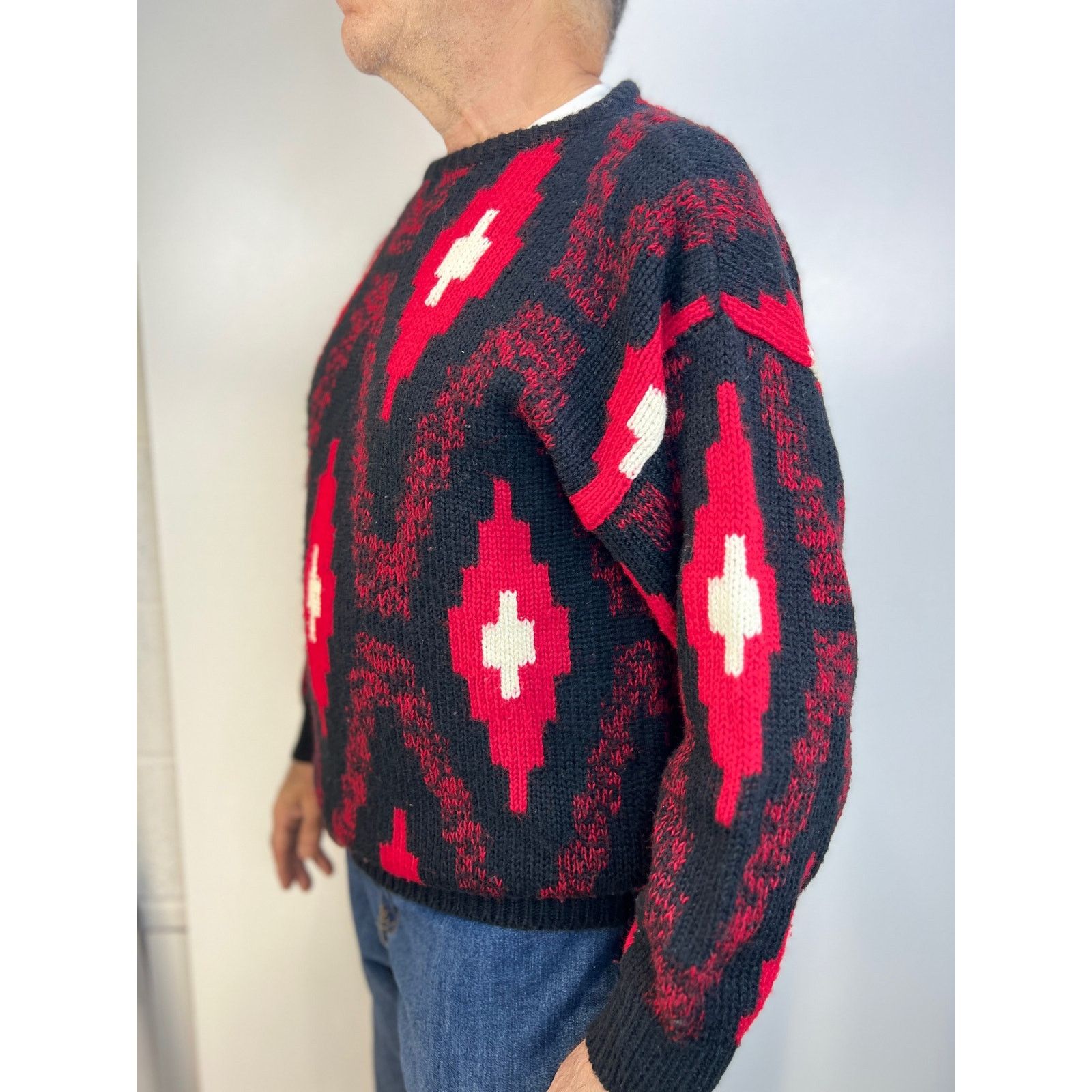 ESPIRIT × Vintage Espirit Sport Sweater Diamonds Motif Black Knit Pullover Size US M / EU 48-50 / 2 - 10 Thumbnail