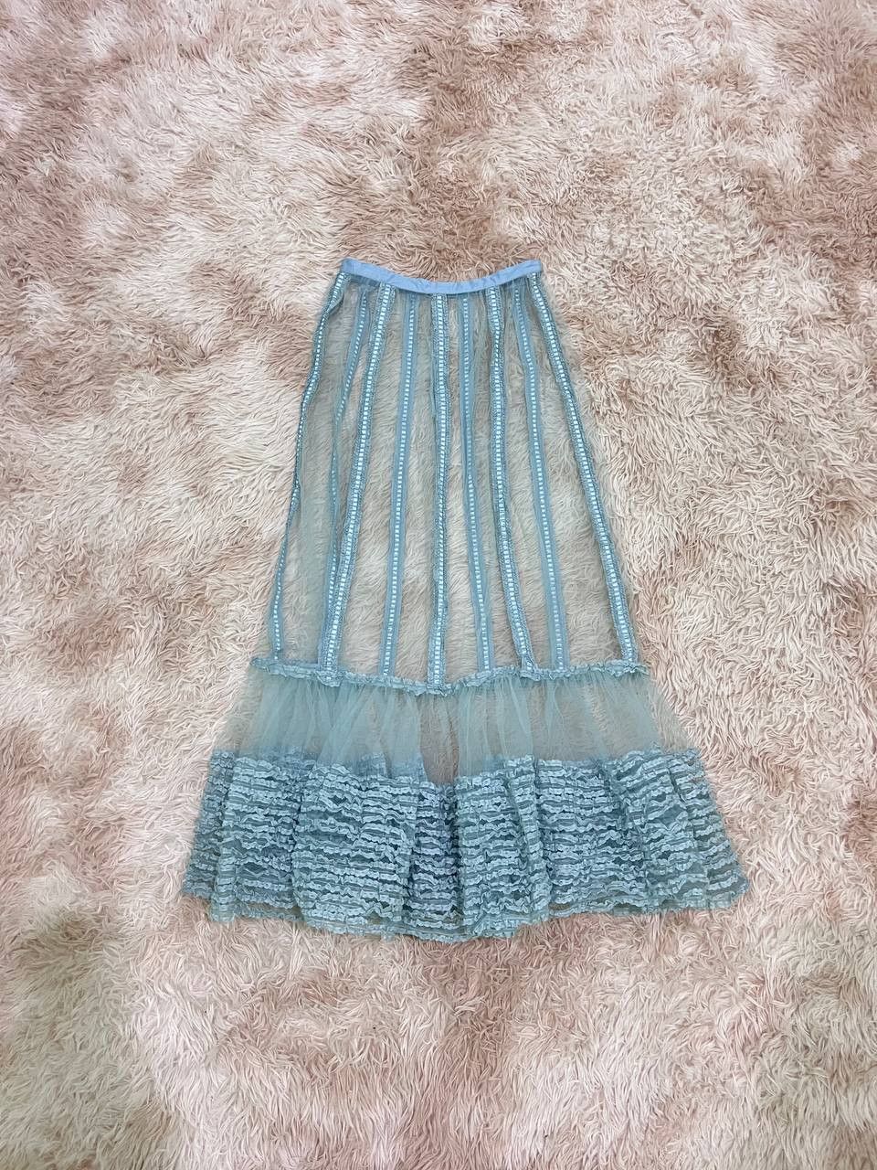 Kaneko Isao Vintage 90’s Kaneko Isao Ruffle Bottom Mesh Long Skirt Size 25" / US 0 / IT 36 - 1 Thumbnail