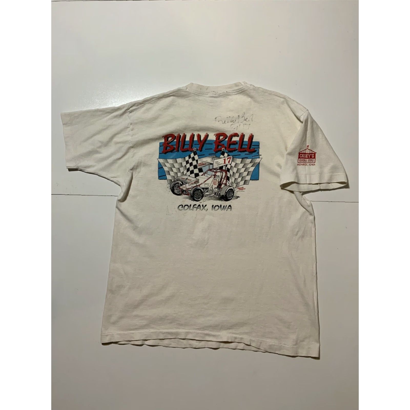 Fruit Of The Loom VINTAGE 90s Billy Bell Colfax Iowa Team 17 Sprint Car Racing Single Stitch T-Shirt XL White Mens Size US XL / EU 56 / 4 - 3 Thumbnail