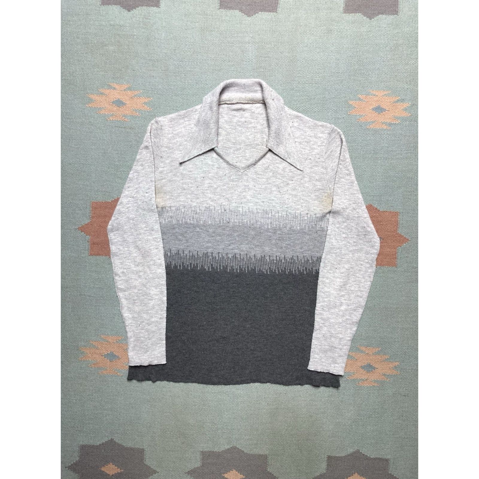 Vintage VINTAGE 70s knit sweater dagger collar open neck abstract Women’s L Size L / US 10 / IT 46 - 2 Thumbnail