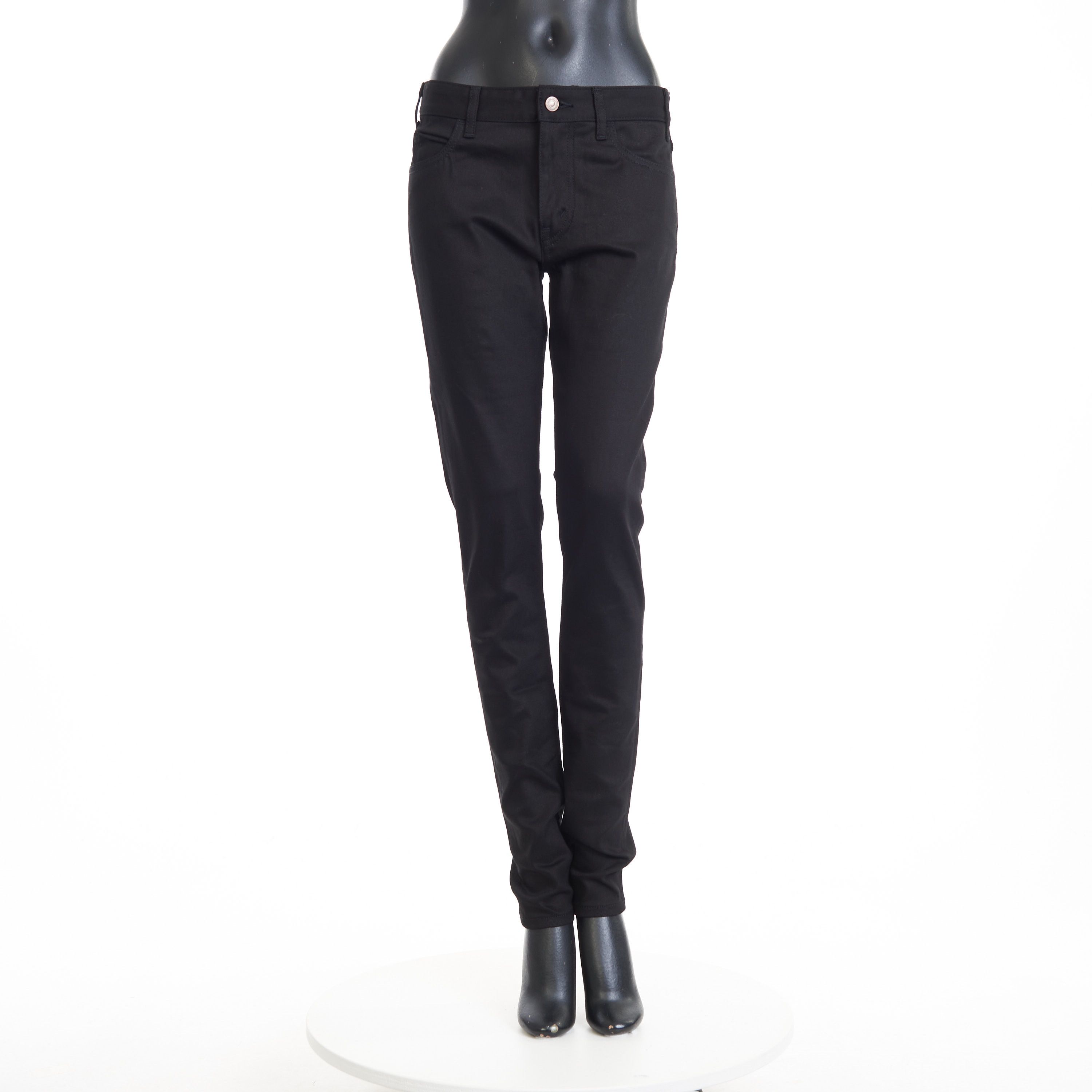 Celine Skinny Jeans In Pure Black Wash Denim, Mid Rise Size 27" / US 4 / IT 40 - 1 Thumbnail