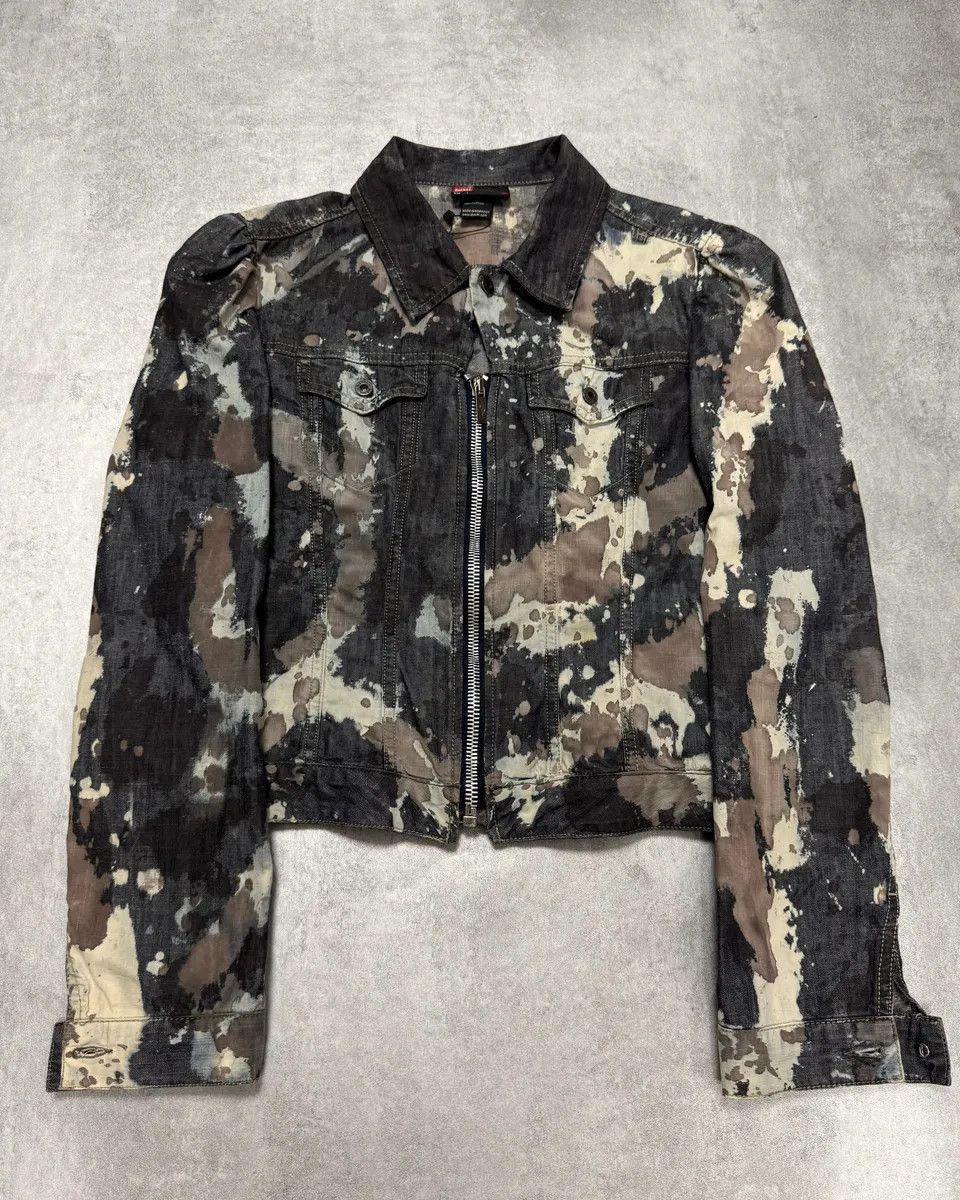 2000S Diesel Dirty Bleached Dyed Cropped Jacket