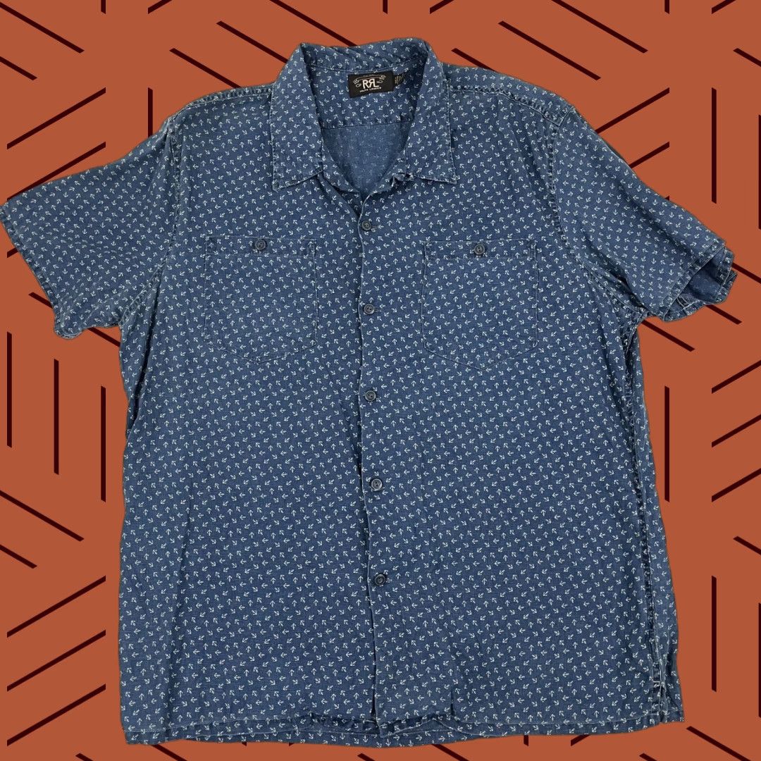 Nautica RRL Double RL Ralph Lauren Shirt Mens 2XL Blue Anchor Nautical Boat Linen Preppy Size US XXL / EU 58 / 5 - 1 Thumbnail