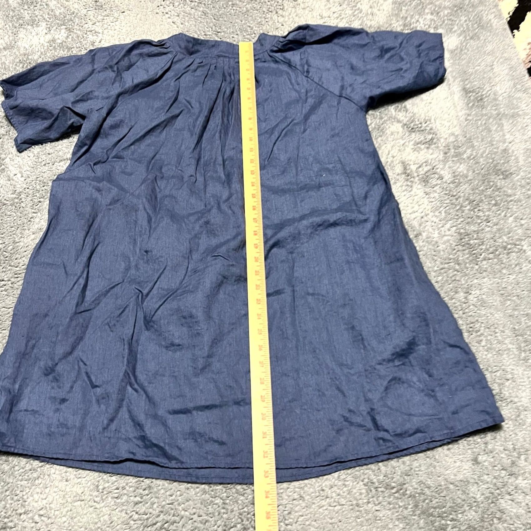 Vintage Miou Muse Dress Womens Large Blue Mini Linen Pockets Size L / US 10 / IT 46 - 6 Thumbnail