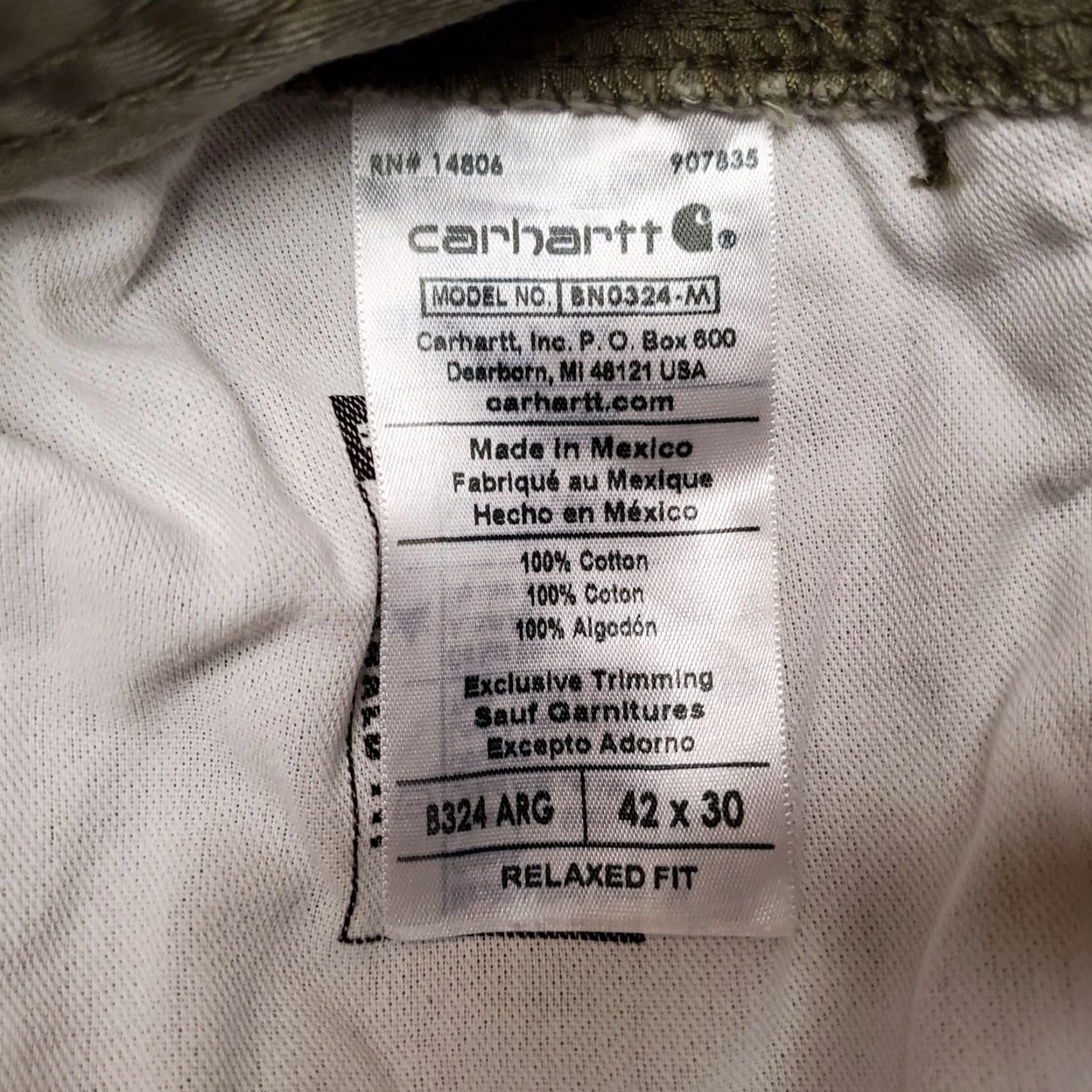 Carhartt Carhartt Pants Men 42x30 Green Twill Relaxed Fit Carpenter Cargo Casual B324 ARG Size US 42 / EU 58 - 6 Thumbnail