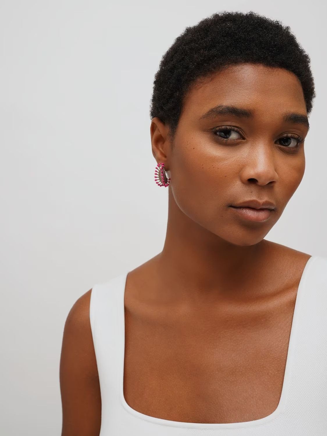 Bottega Veneta BOTTEGA VENETA Trap pink Sterling silver hoop earrings q Size ONE SIZE - 2 Thumbnail