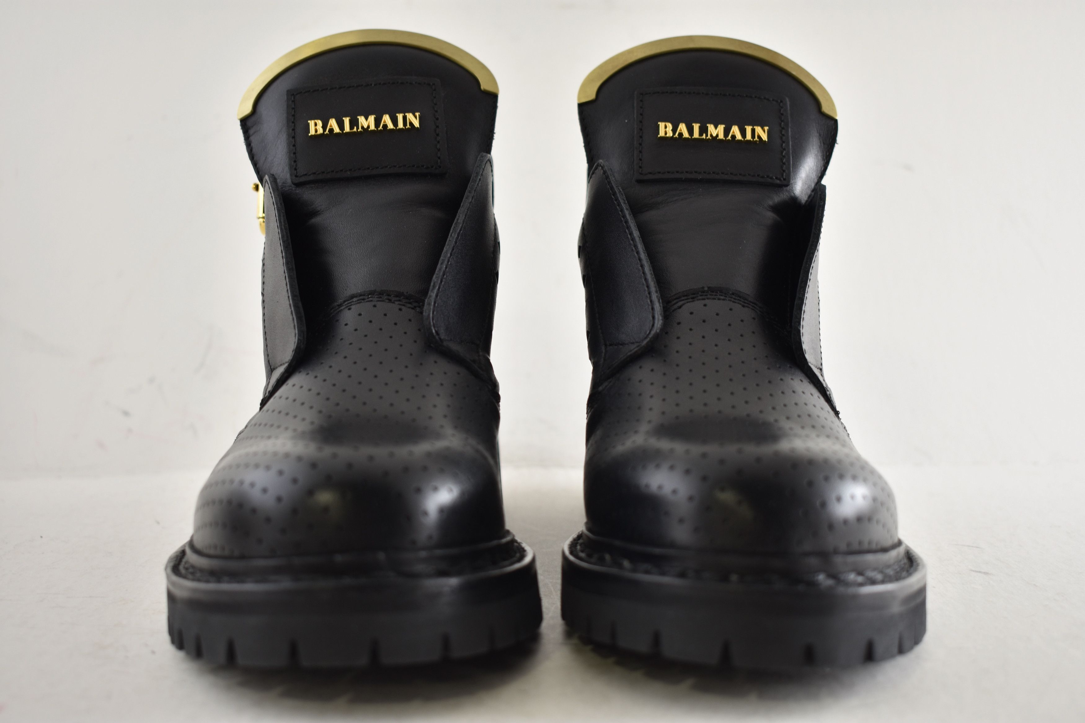 Balmain King Taiga Ranger Leather Perforated Gold Biker Moto Boot 36 Size US 6 / IT 36 - 5 Thumbnail