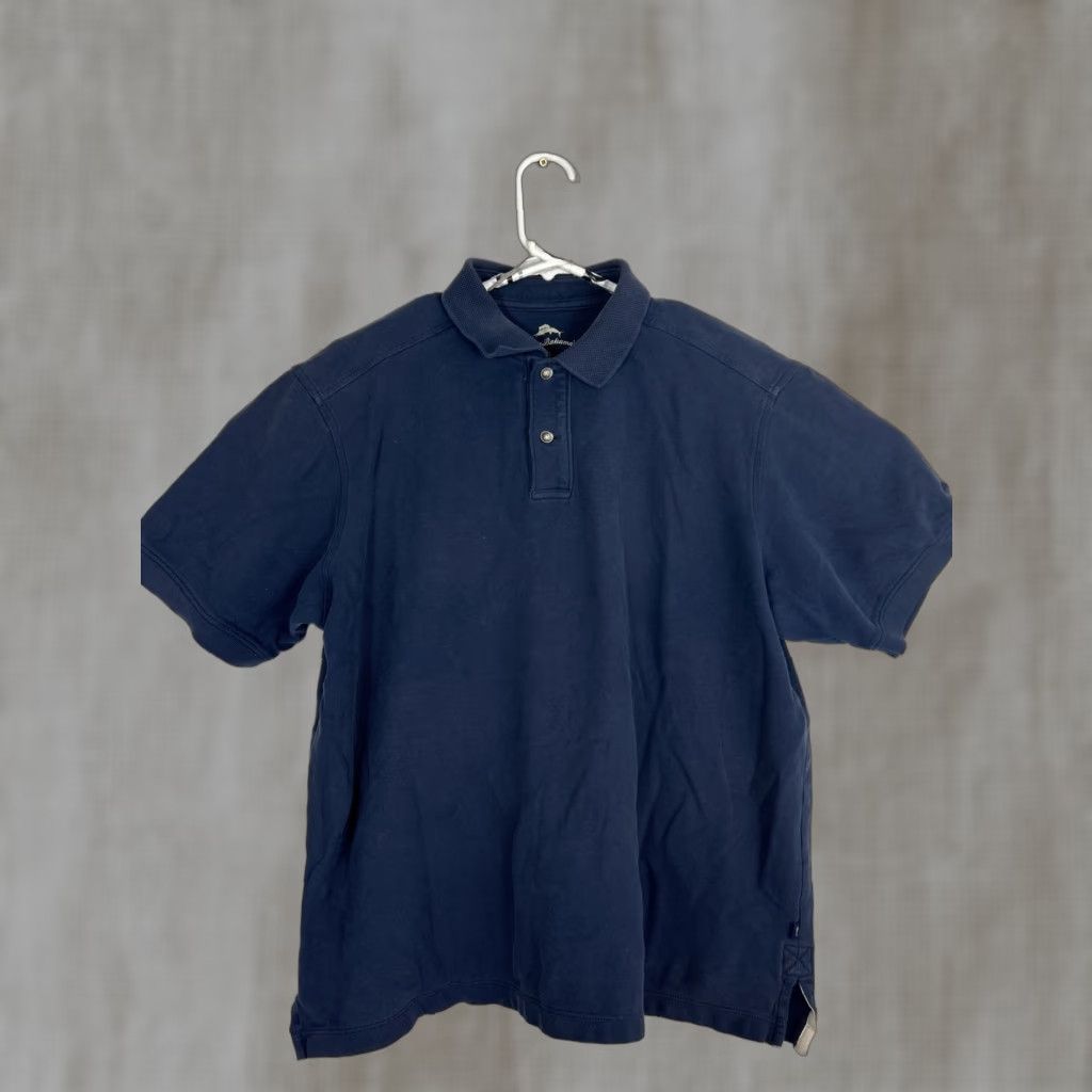 Tommy Bahama Tommy Bahama Polo Shirt Mens Large Short Sleeve Navy Blue Cotton Pullover Shirt Size US L / EU 52-54 / 3 - 1 Thumbnail