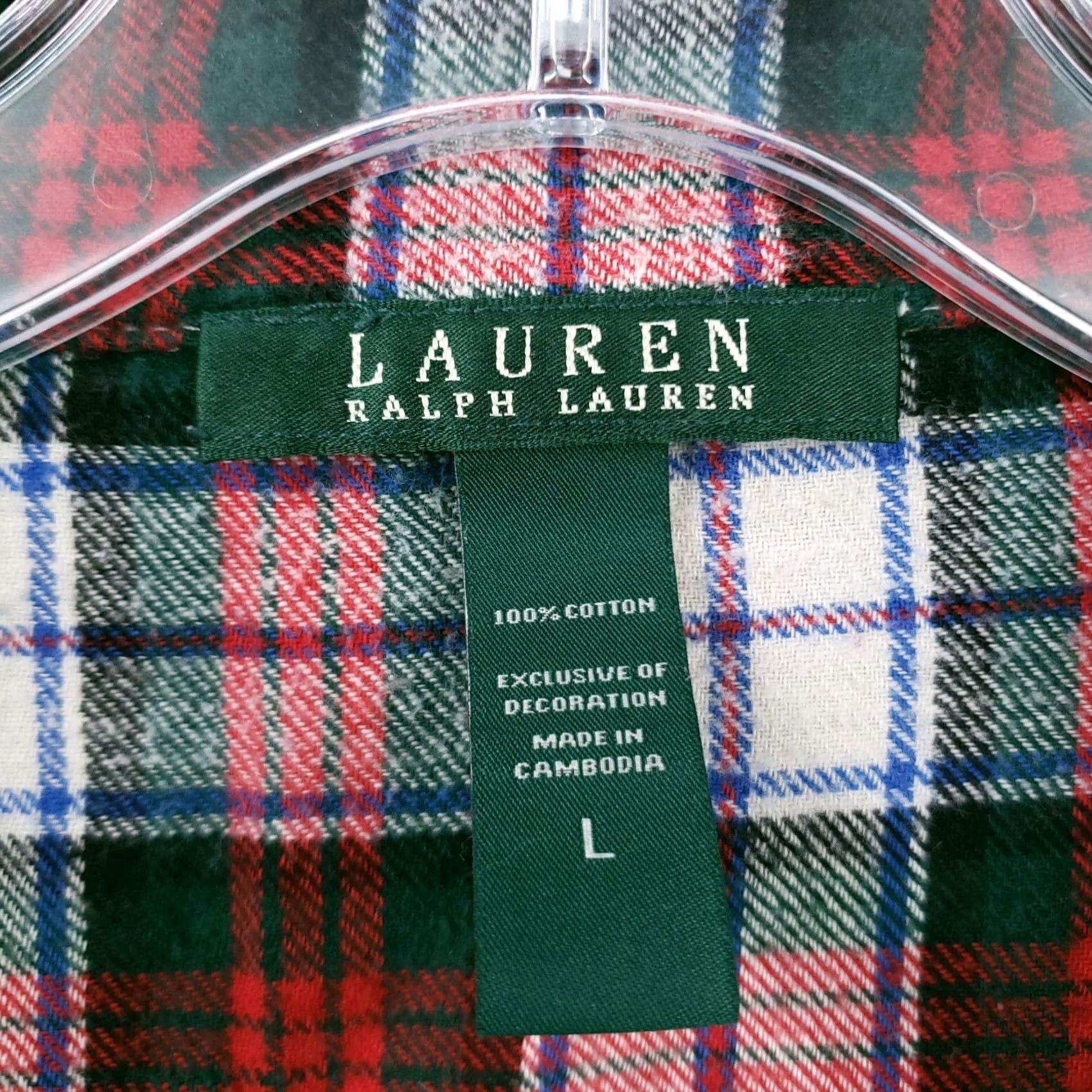 Ralph Lauren Lauren Ralph Lauren Pajama Top Womens L Large Red Plaid Long Sleeves Sleepwear Size L / US 10 / IT 46 - 3 Thumbnail