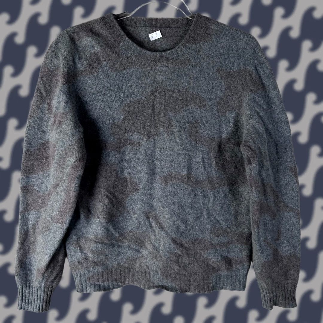 Vintage Italy Merino Wool Cashmere Camouflage Sweater Mens S Grey Crewneck Size US S / EU 44-46 / 1 - 1 Thumbnail