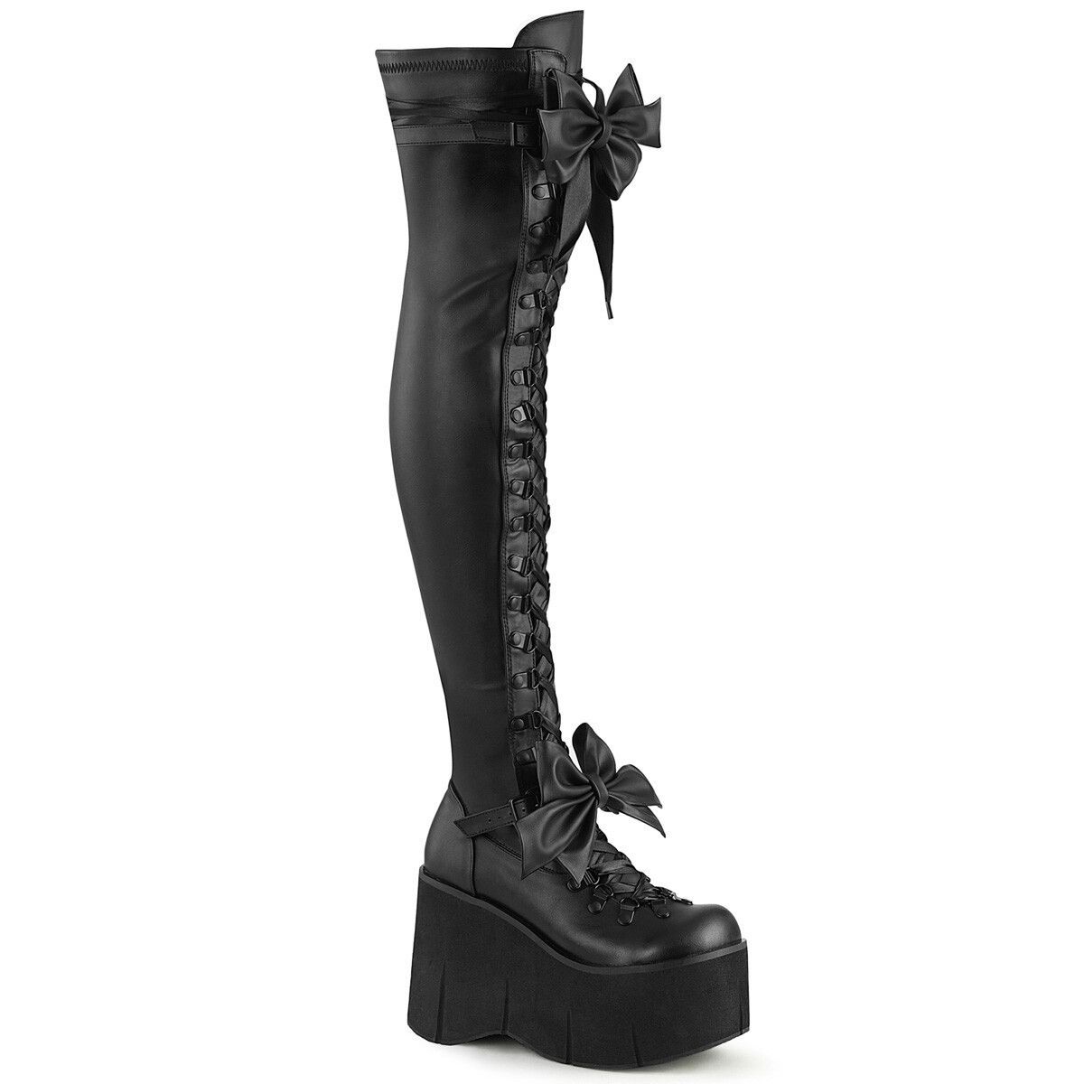DEMONIA Kera 303 Black Matte Thigh Boots 4.5