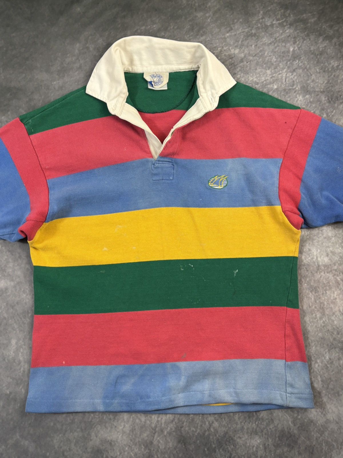 Vintage Vintage Rugby Polo Longsleeve Faded Cropped Striped 80s 90s Size US M / EU 48-50 / 2 - 18 Thumbnail
