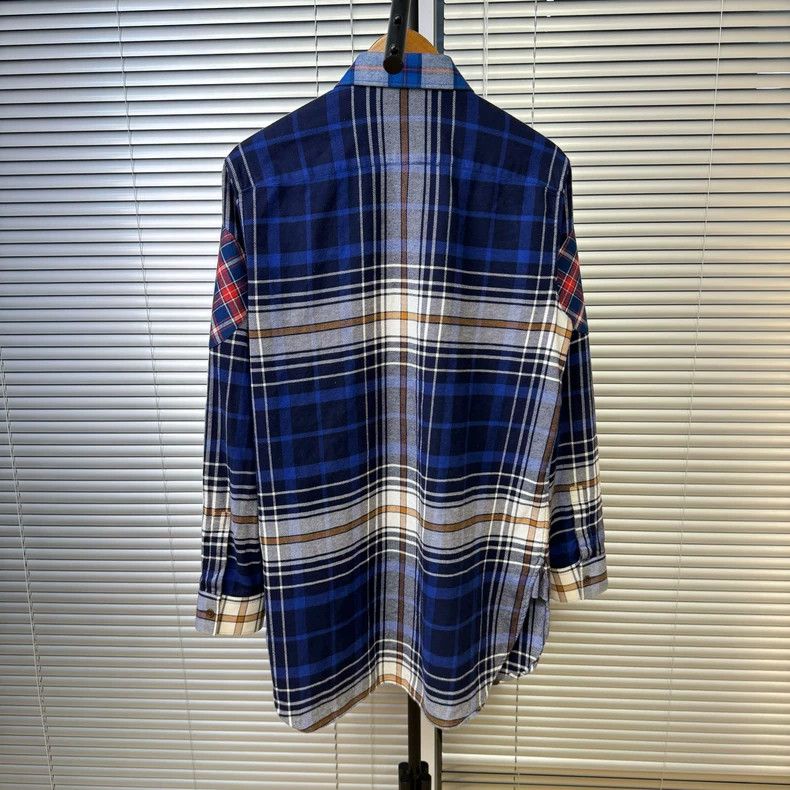 Givenchy Givenchy Size 39Patchwork Blue Plaid Long Sleeve Shirt 2506 Size US XL / EU 56 / 4 - 5 Thumbnail