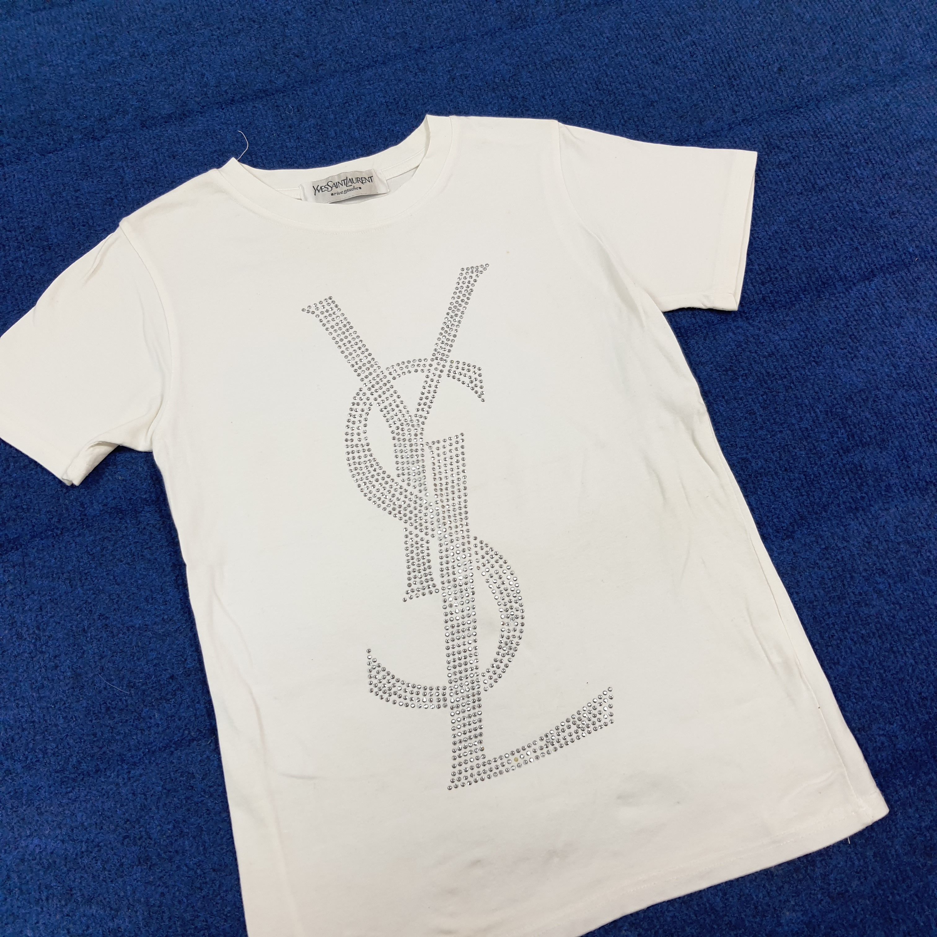 Yves Saint Laurent Vintage YSL Rive Gauche Studded Logo Shirt C301N28 Size US XXS / EU 40 - 2 Thumbnail