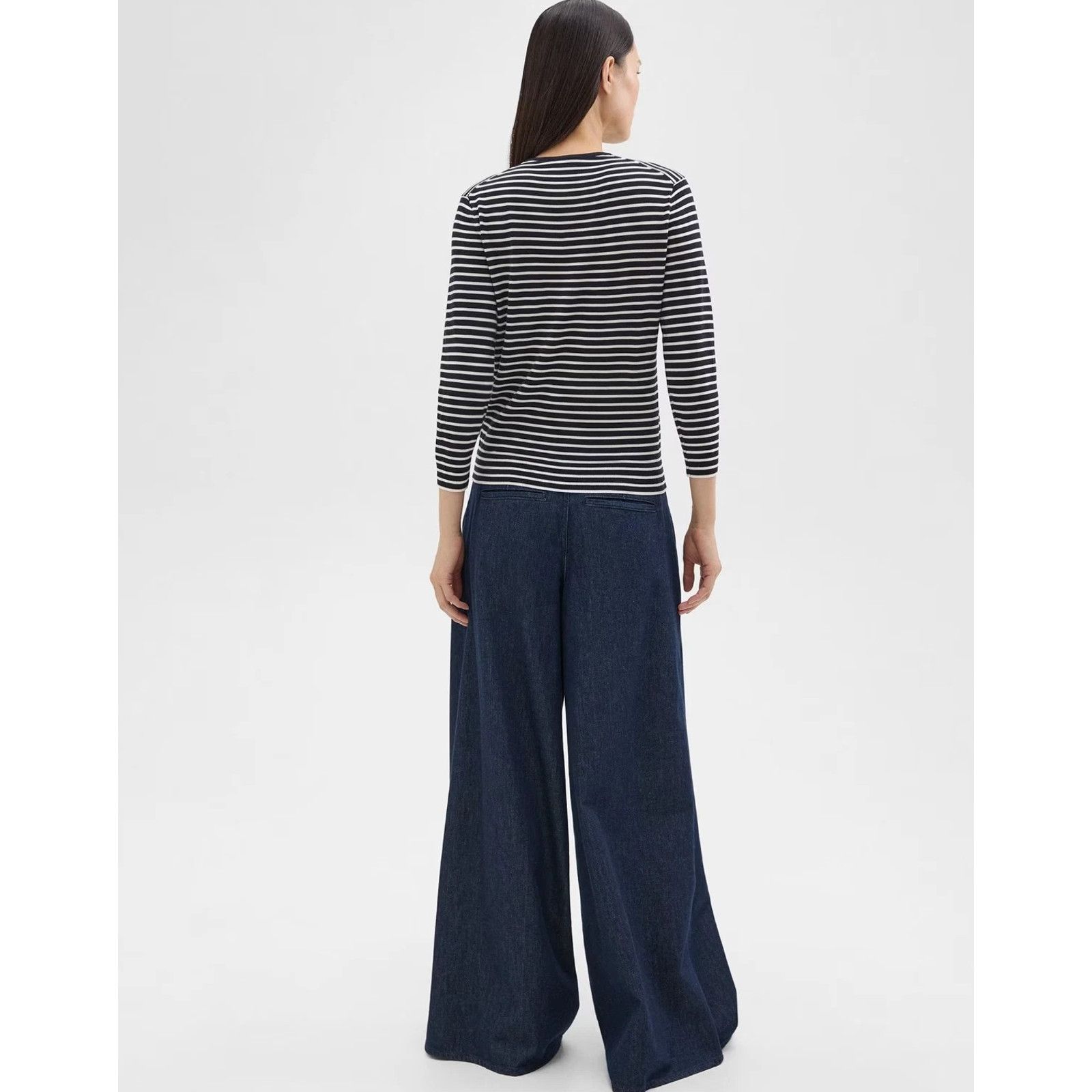 Theory THEORY Pleated Wide-Leg Pant in Denim Jeans Indigo Drape Size 25" / US 0 / IT 36 - 3 Thumbnail