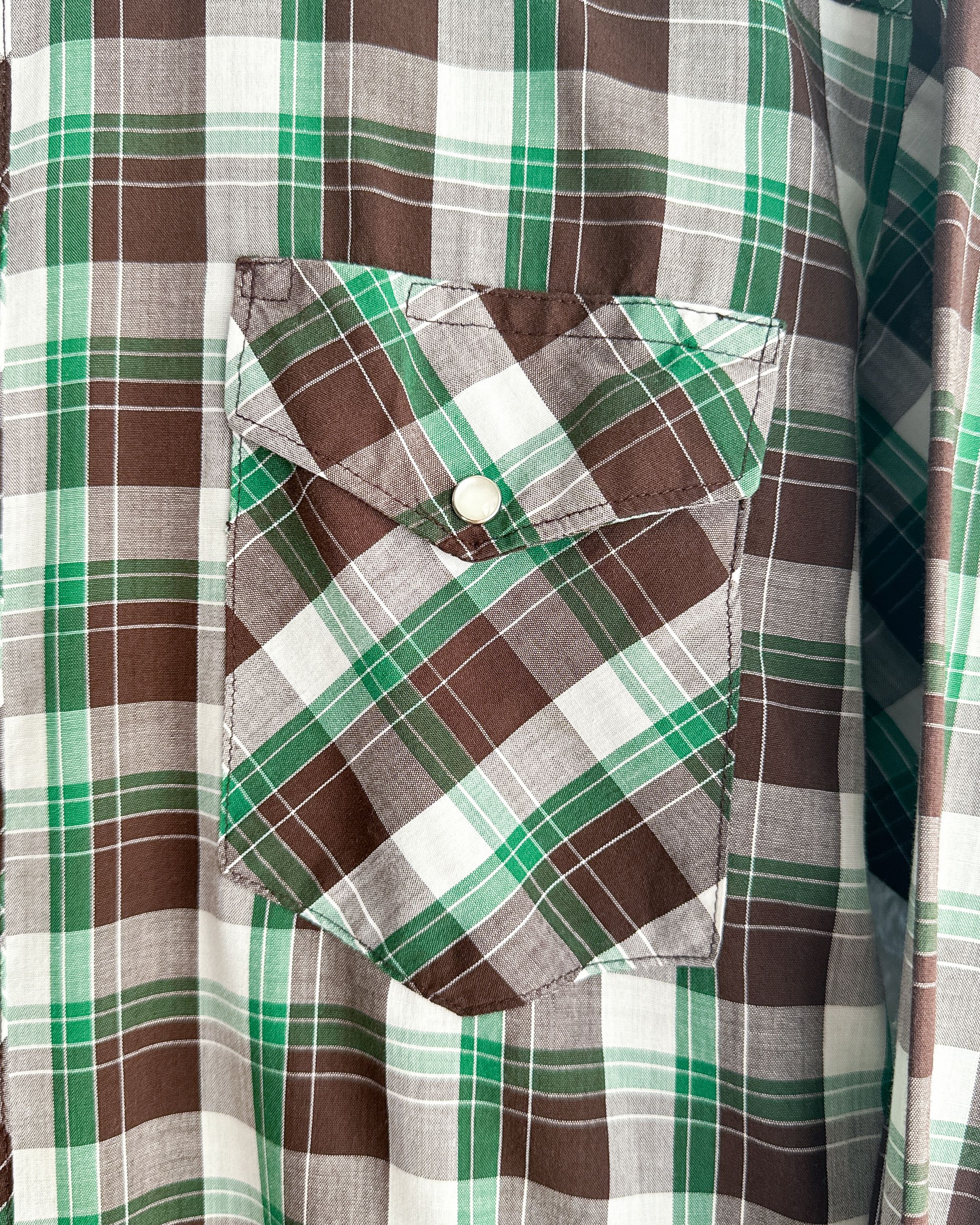 Wrangler Vintage Wrangler Western Shirt Green Brown Plaid Men's XL Size US XL / EU 56 / 4 - 3 Thumbnail