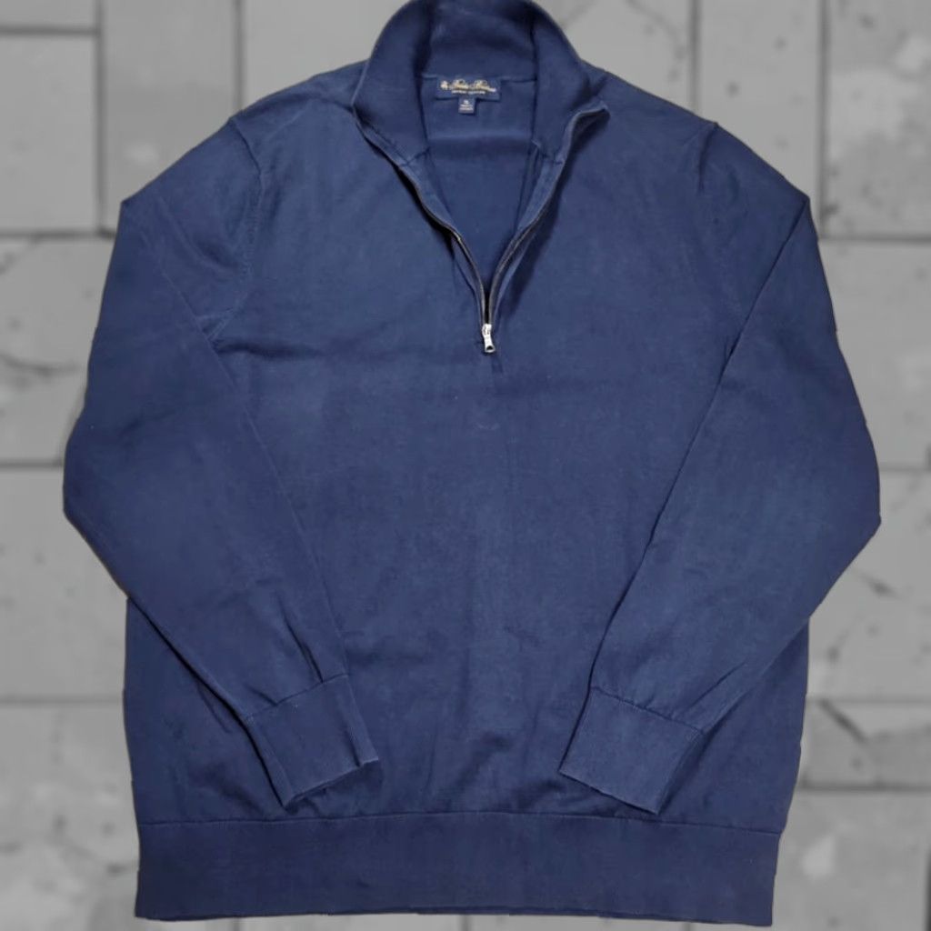 Brooks Brothers Brooks Brothers Supima Cotton Quarter Zip Pullover Knit Sweater Mens XL Blue Size US XL / EU 56 / 4 - 1 Thumbnail