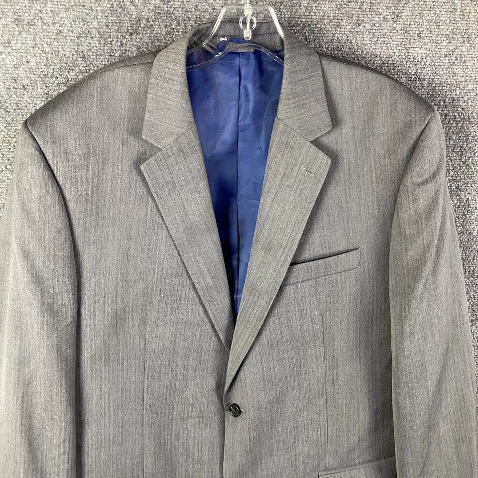 Bill Blass Bill Blass Blazer Men's 44L Suit Jacket Gray Wool 2 Buttons Size 44L - 2 Thumbnail