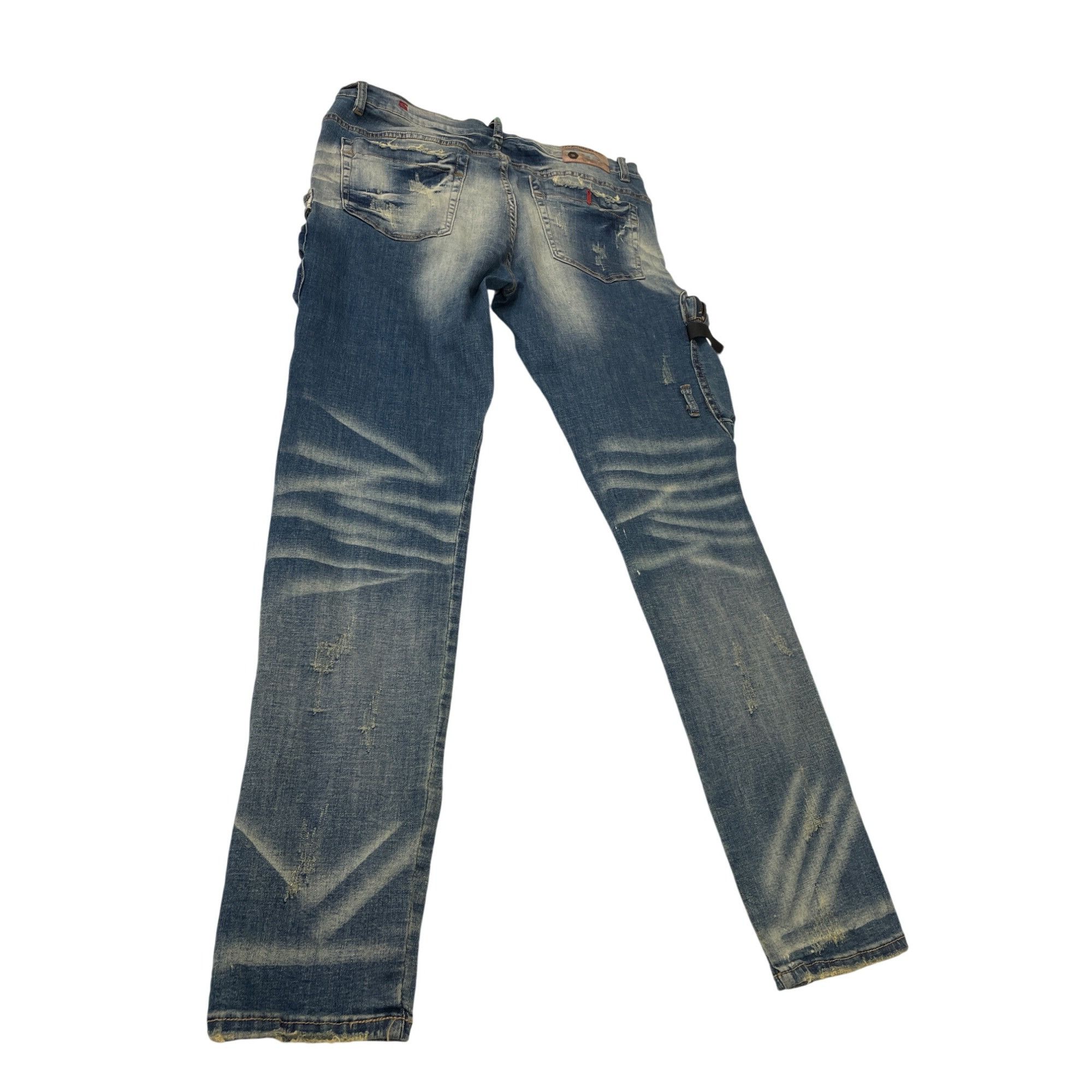 Other Industrial Indigo Mens Blue Distressed Cargo Jeans Pants Siz Size US 38 / EU 54 - 12 Thumbnail