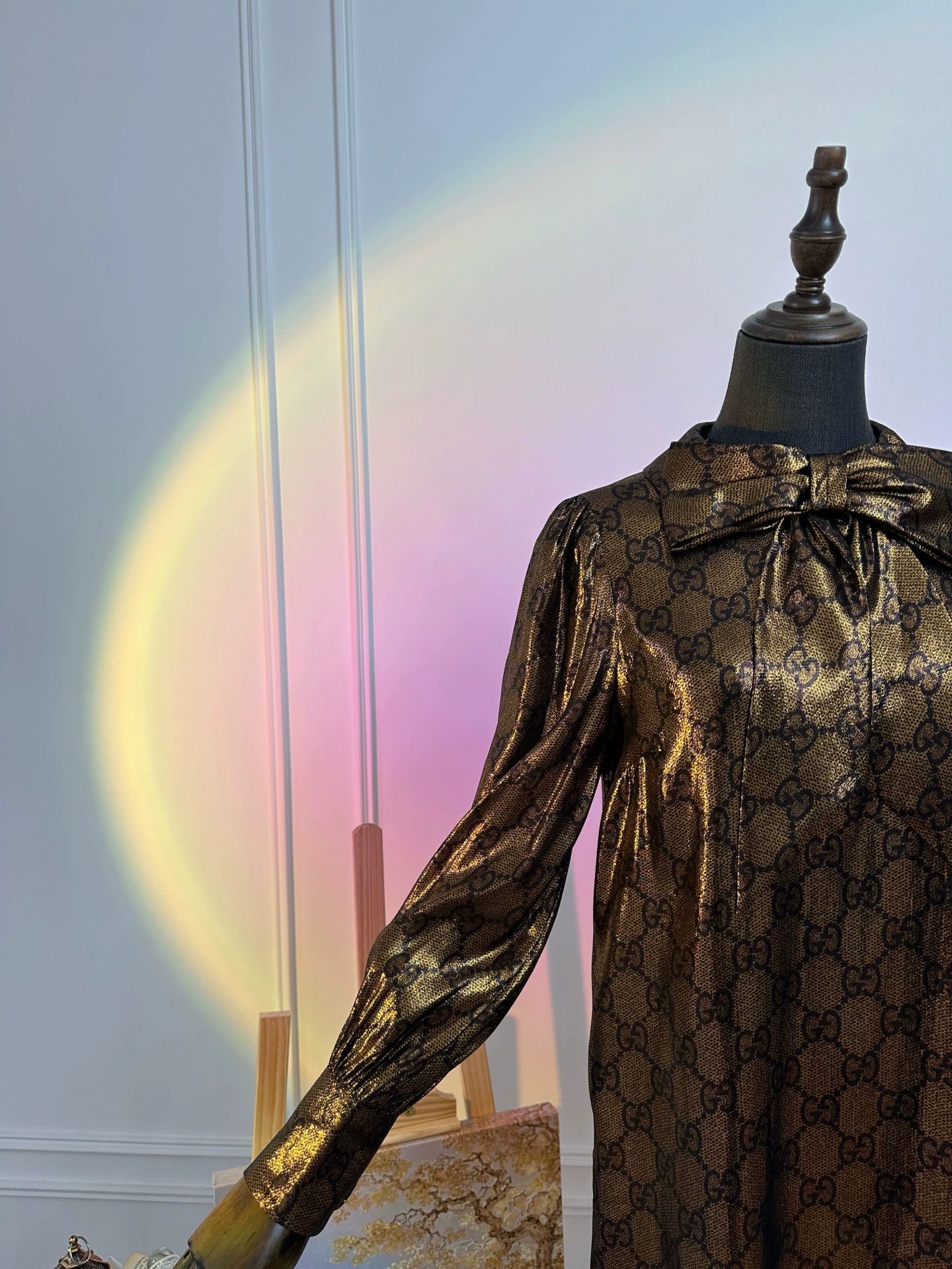 Gucci GUCCI CNY SS24 Logo Print Long Dress Women's Black & Gold Size M / US 6-8 / IT 42-44 - 6 Thumbnail