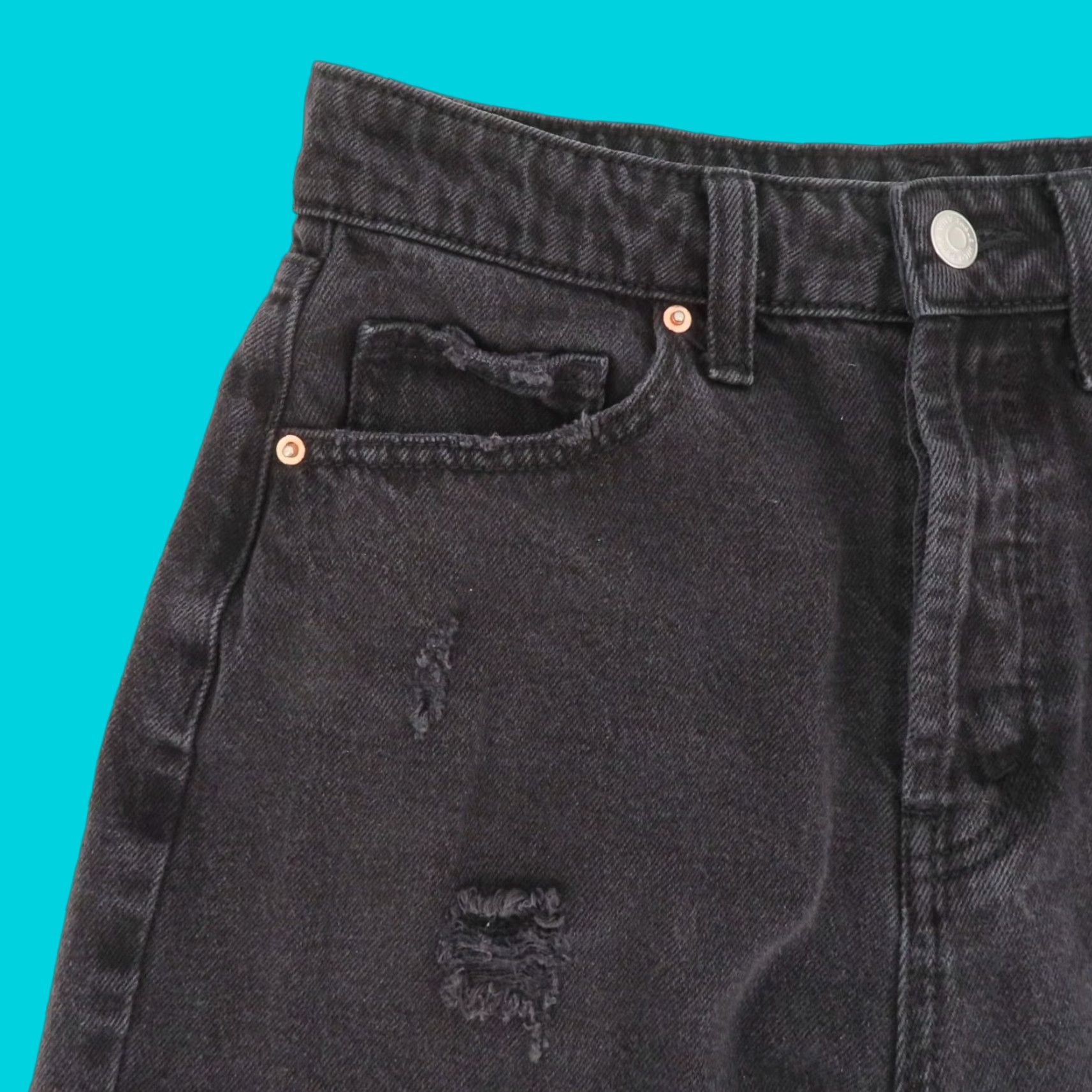 Vintage VINTAGE not applicable; use original: Wild Fable Women 2 Highest Rise Shorts Black Denim Cut-Off Shorts Rise High Button Fly 5-Pocket Size 26" / US 2 / IT 38 - 1 Thumbnail