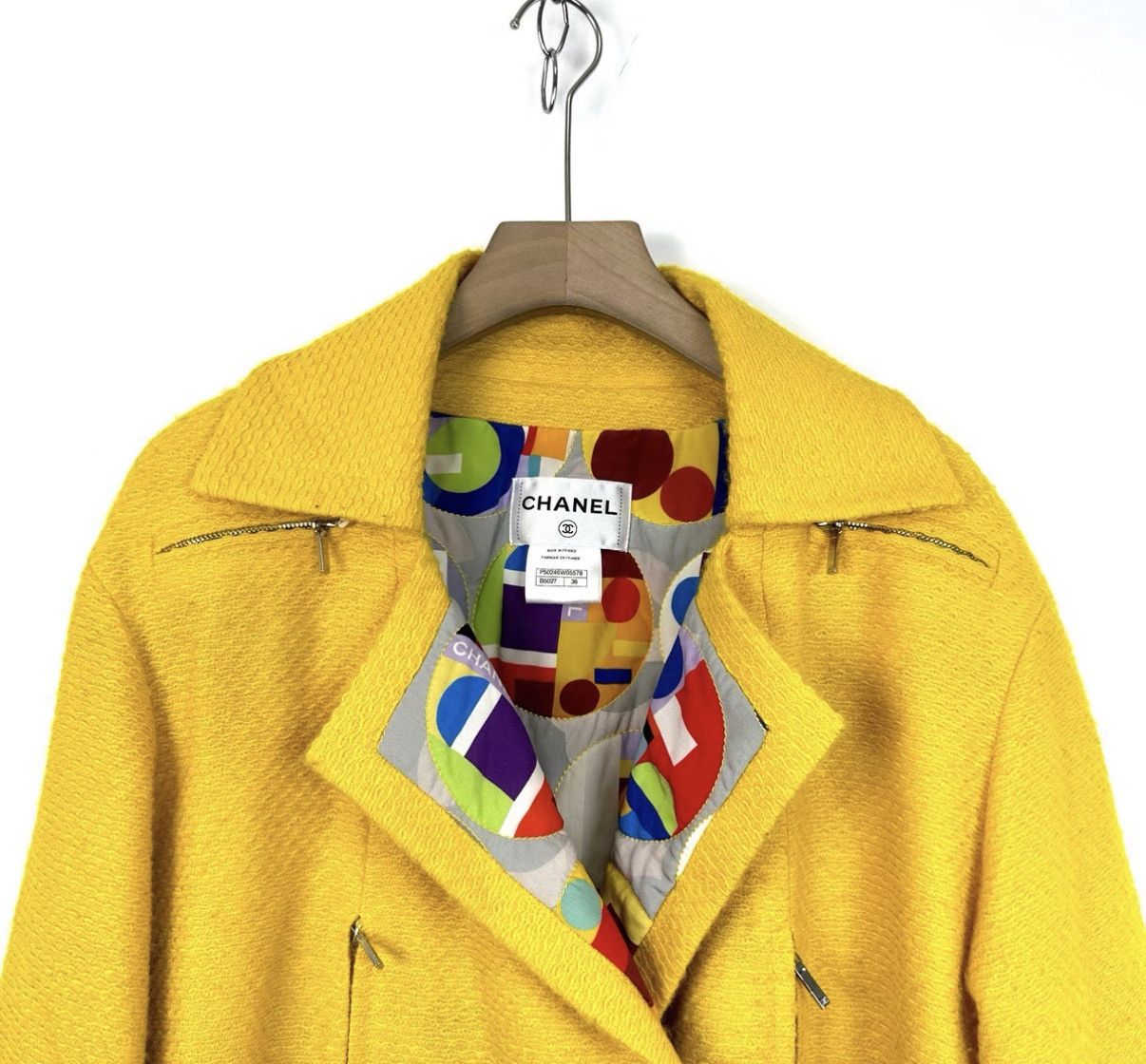 Chanel Chanel Yellow Double-Breasted Tweed Wool Coat K12 Size XS / US 0-2 / IT 36-38 - 3 Thumbnail