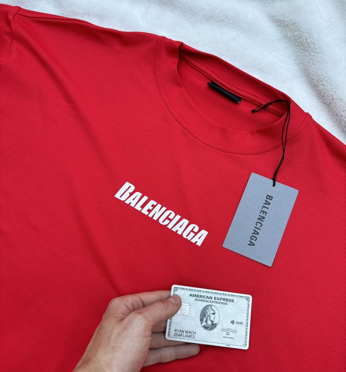 Balenciaga Red Athletic Center Logo Tee
