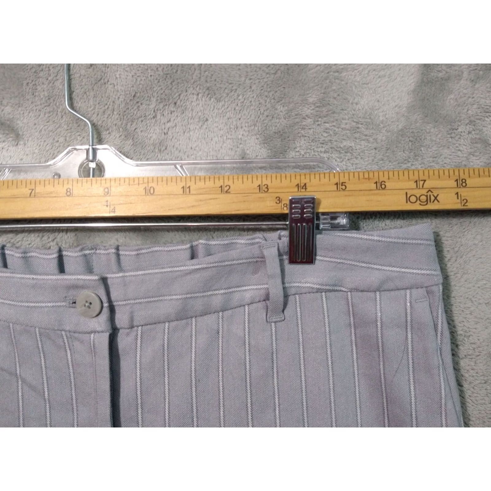 J. Jill J.Jill Pants Womens 16 Gray Striped Linen Blend Stretch Straight Leg Cropped Size 38" / US 16 / IT 52 - 3 Thumbnail