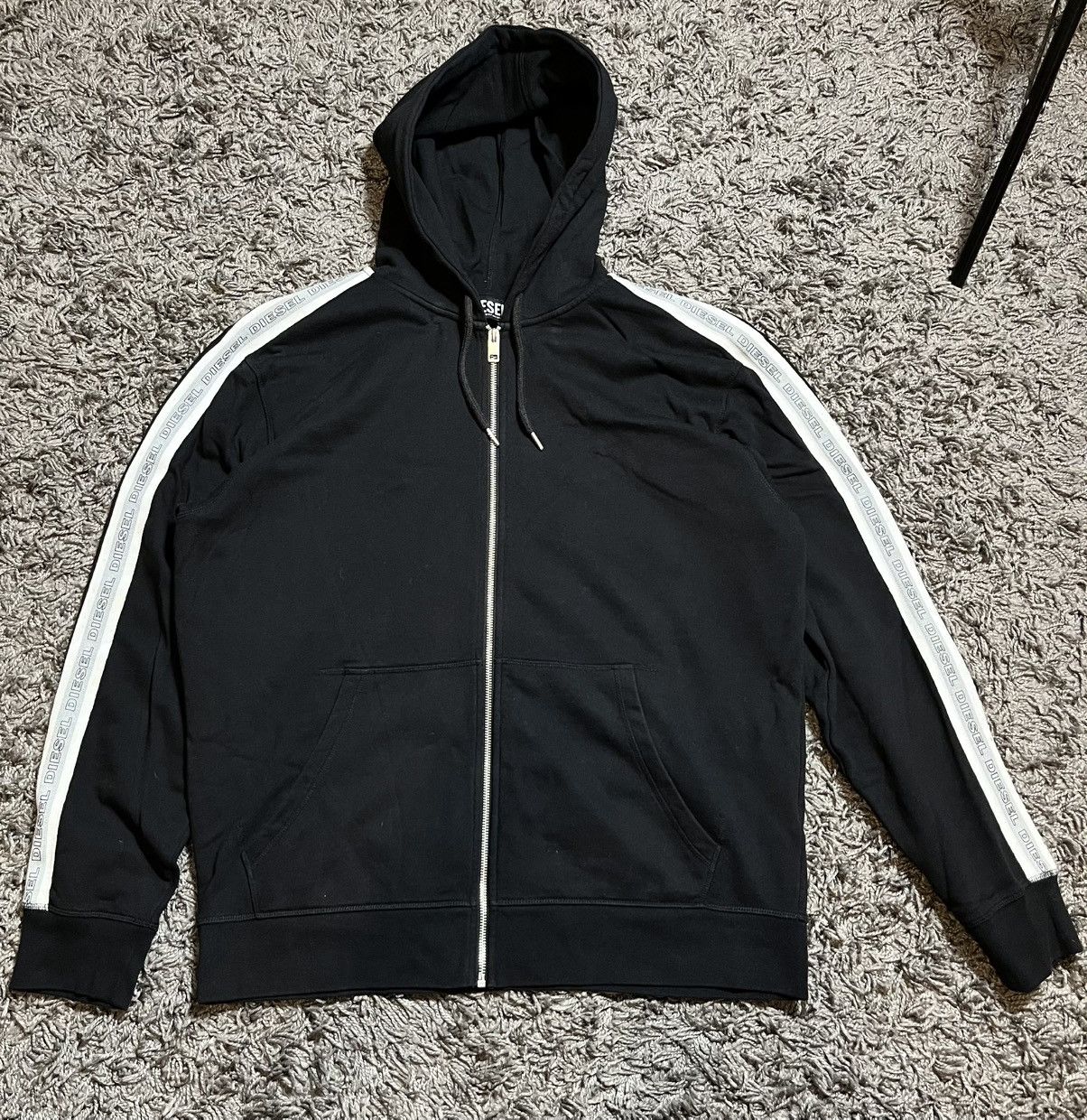 Diesel DIESEL BLANK COTTON ZIP DESIGNER HOODIE WITH STRIPED ON HAND Size US XXL / EU 58 / 5 - 1 Thumbnail