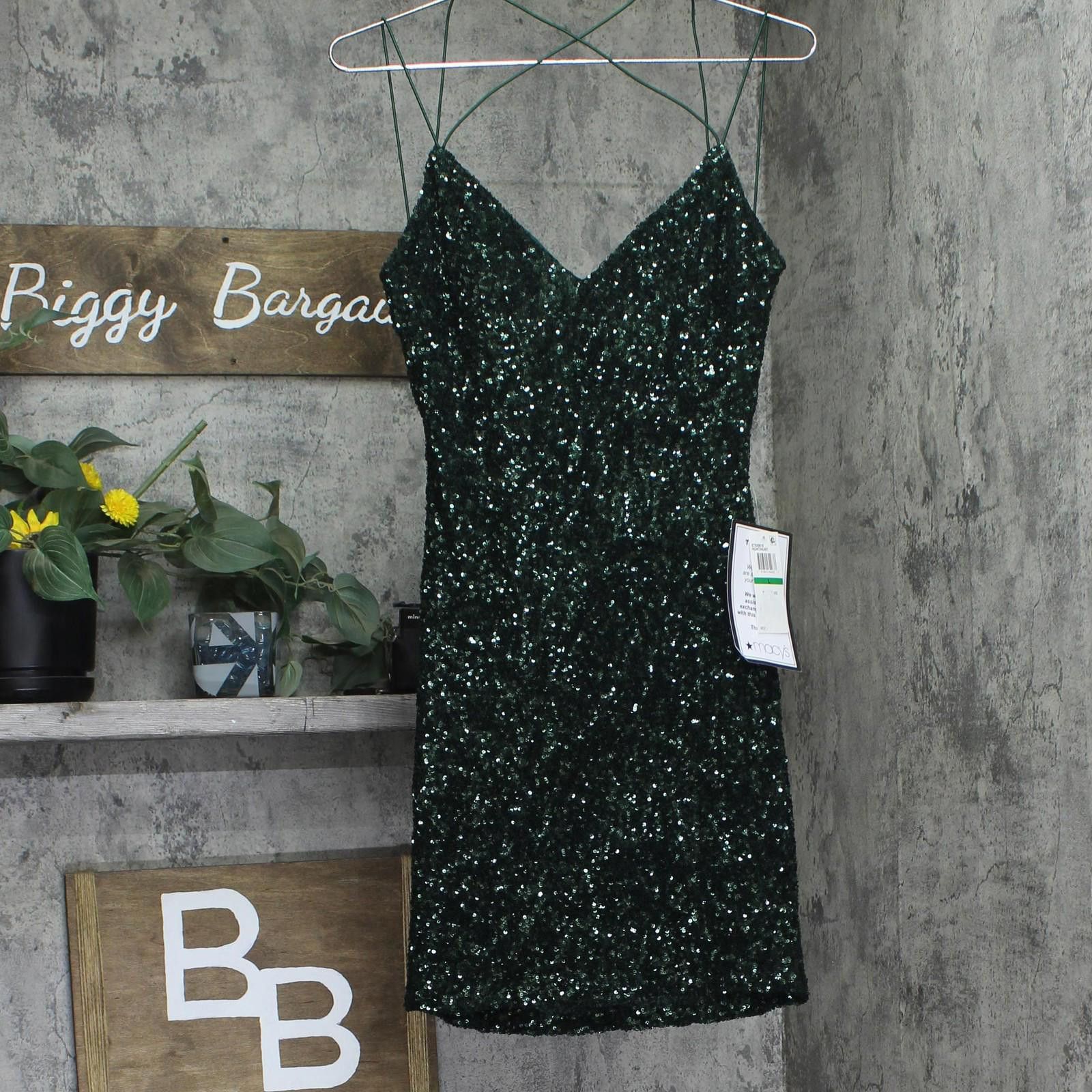 Other Nwt B. Darlin V-neck Mini Dress E78x981e Hunter Green L Size L / US 10 / IT 46 - 1 Thumbnail