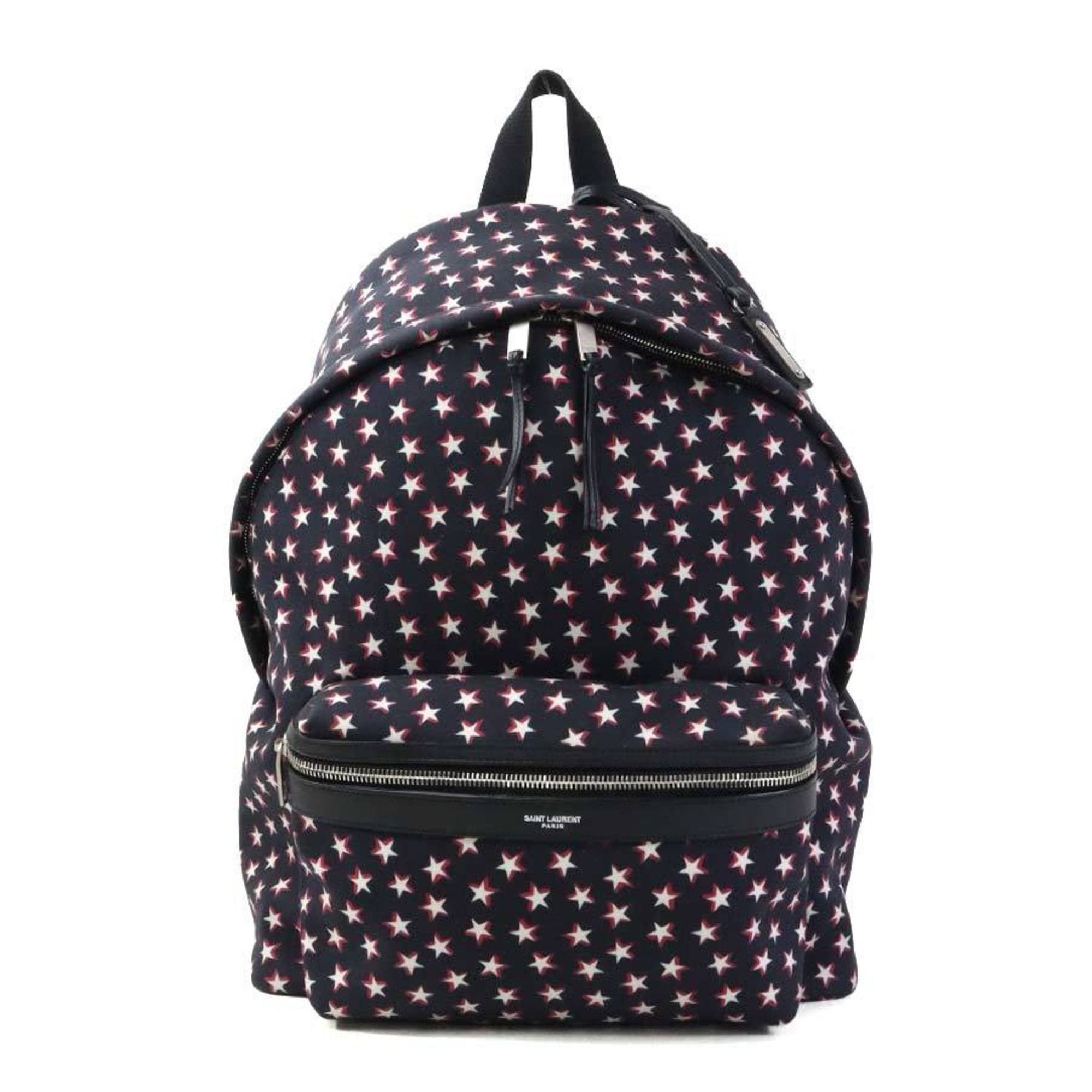 Saint Laurent canvas backpack in black, white, and red. Men's women's sizes 534967 (h31472g).