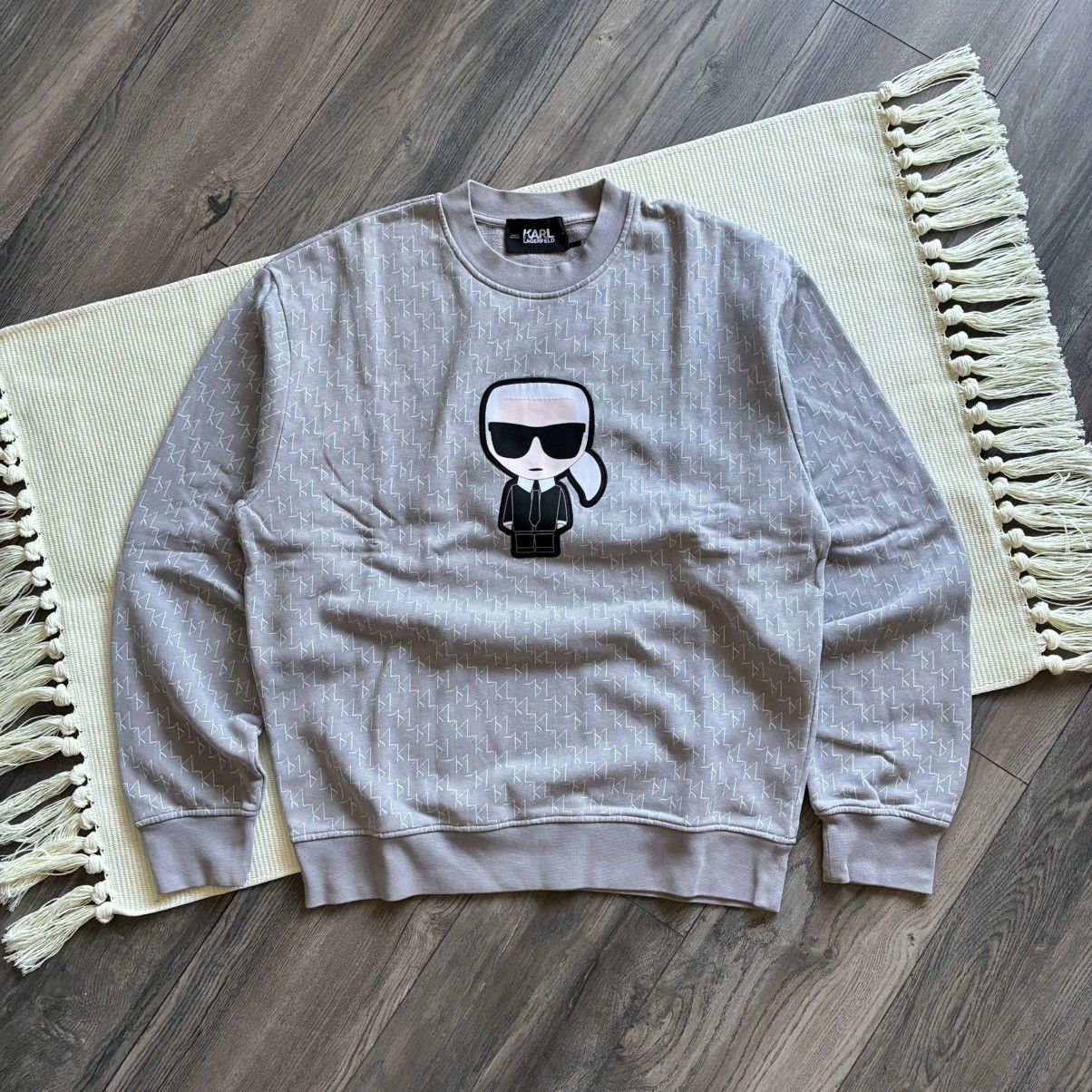 Karl Lagerfeld Karl Lagerfeld Ikonik Monogram Slate Gray Sweatshirt Size US L / EU 52-54 / 3 - 1 Thumbnail