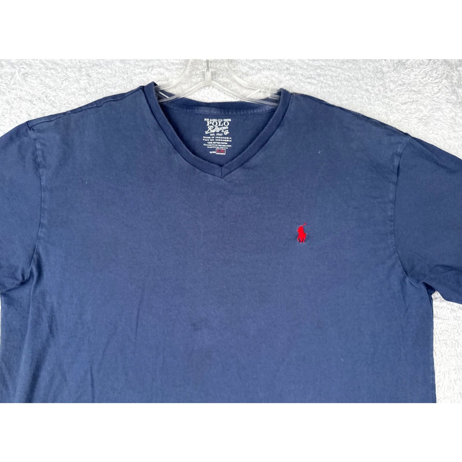 Ralph Lauren VINTAGE Polo Ralph Lauren Shirt Men Large Blue V-Neck Short Sleeve 100% Cotton READ Size US L / EU 52-54 / 3 - 4 Thumbnail