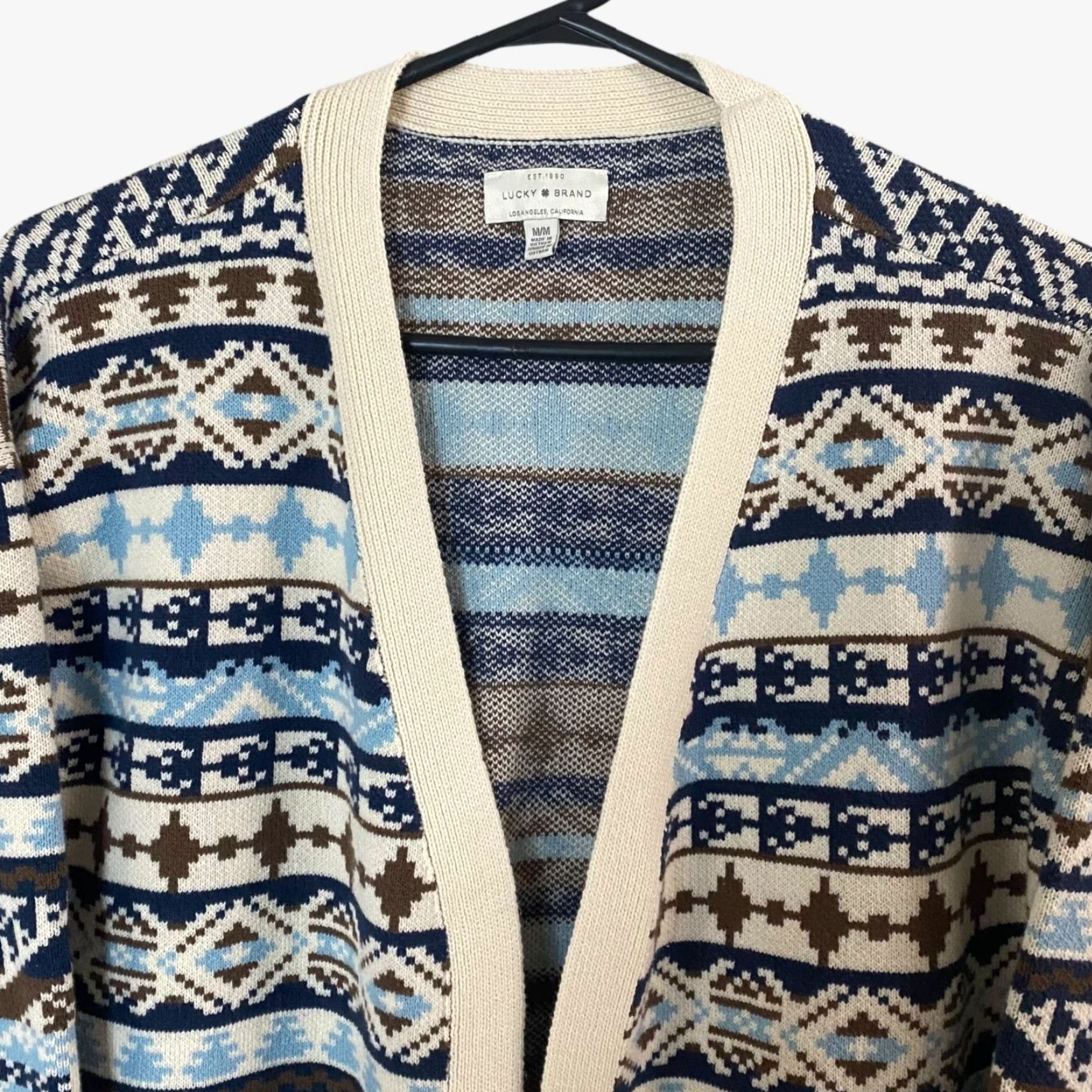 Lucky Brand Lucky Brand Aztec Sweater Cardigan Women's M Multicolor Knit Open Pockets Geometric Bohemian Classic Tribal Long-Sleeve Size M / US 6-8 / IT 42-44 - 5 Thumbnail