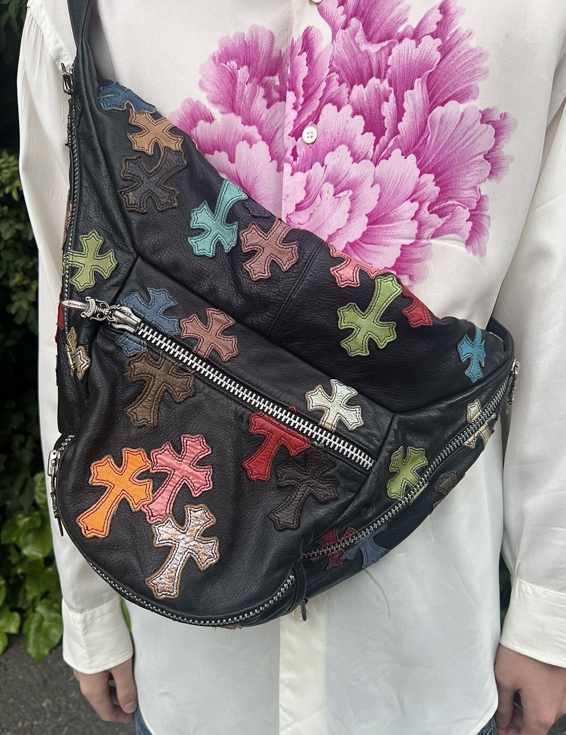 image of Chrome Hearts Xxl Crossbody 60 Cross Patch Waist Bag, Men's