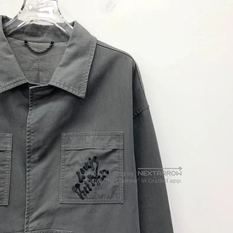 Louis Vuitton Louis Vuitton Gray Denim Jacket with Embroidery. Size US L / EU 52-54 / 3 - 3 Thumbnail