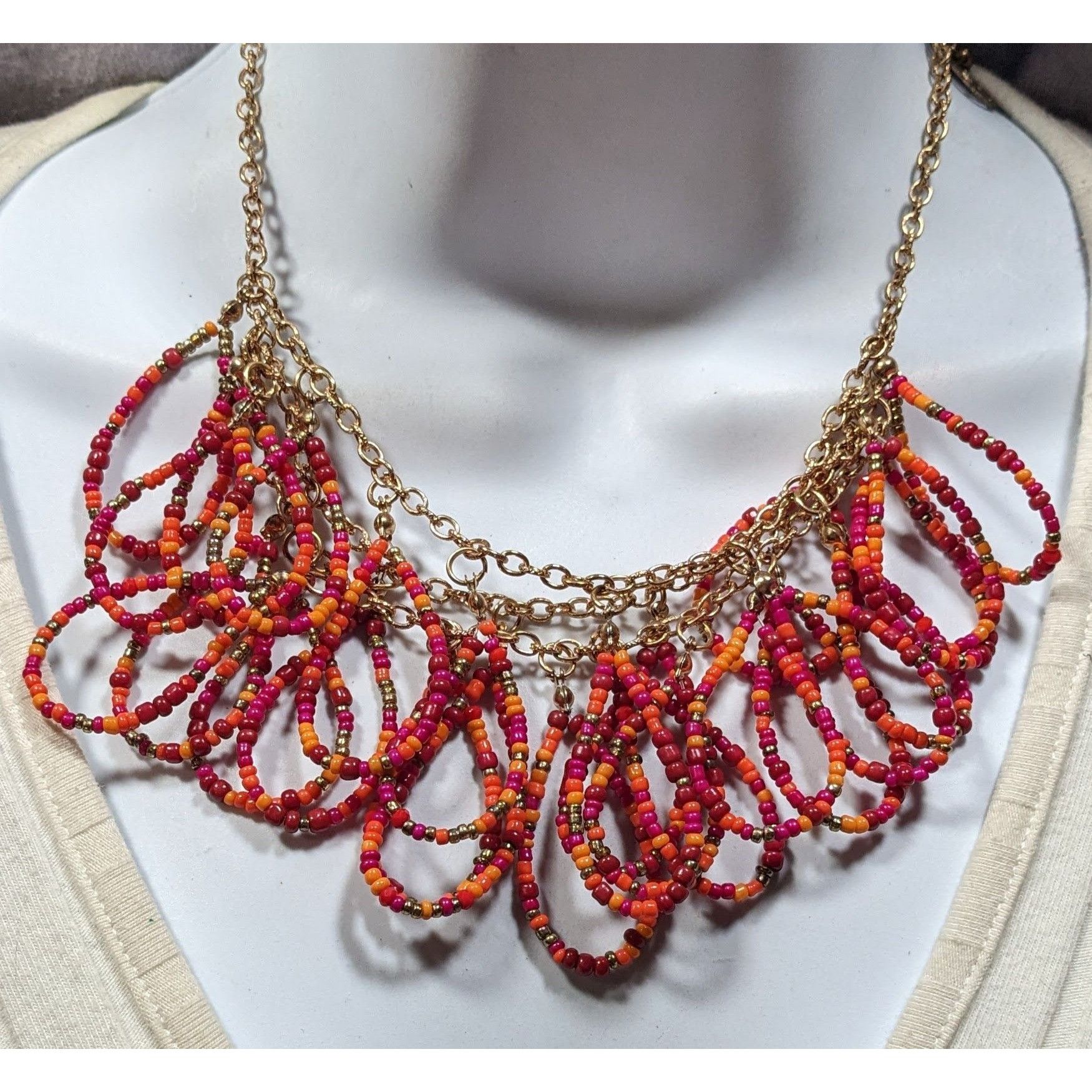 Other Erica Lyons Abstract Pink And Orange Glass Beaded Loop Fring Size ONE SIZE - 4 Thumbnail