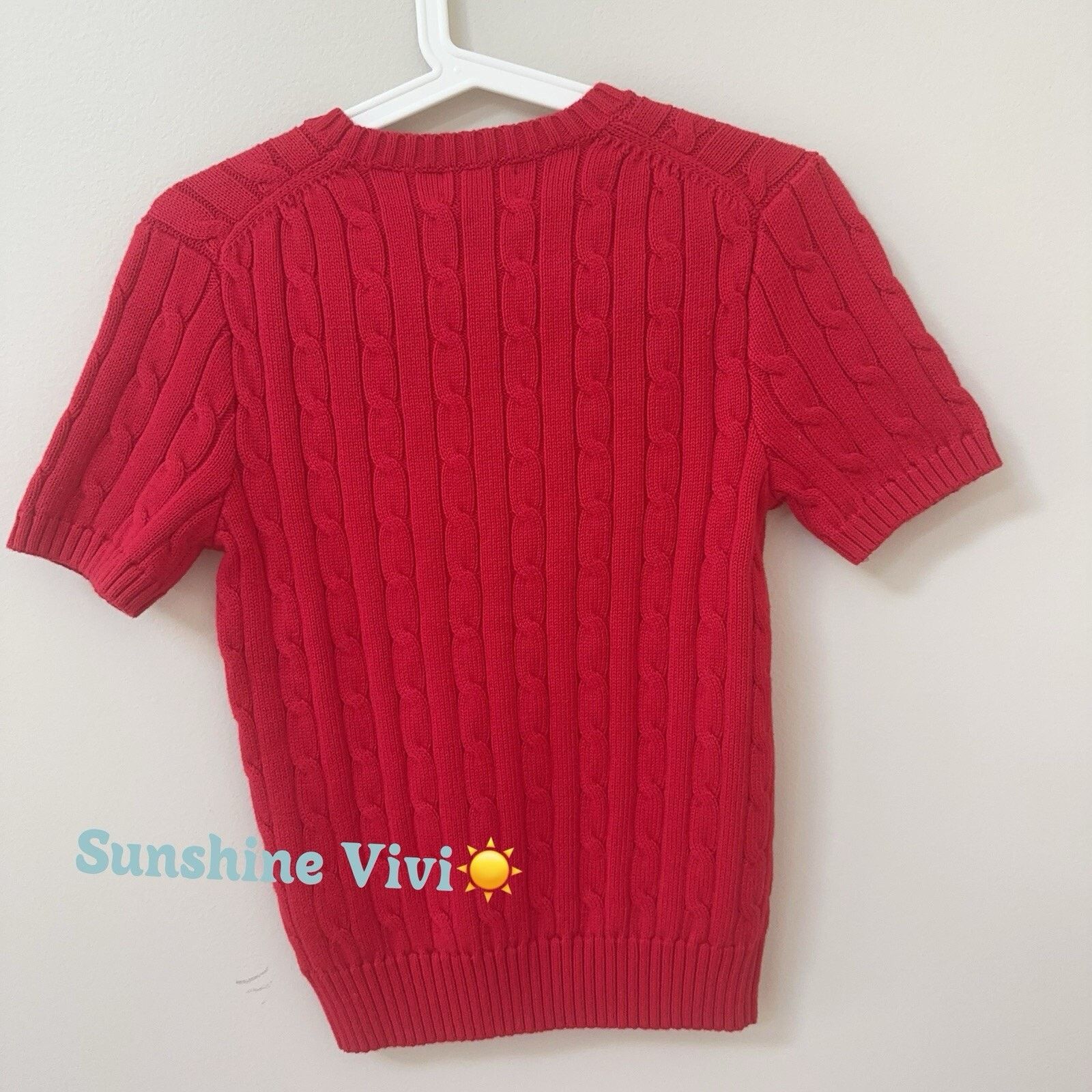 Polo Ralph Lauren NWT Polo Ralph Lauren Women Short Sleeve Sweater Red Small Size S / US 4 / IT 40 - 3 Thumbnail