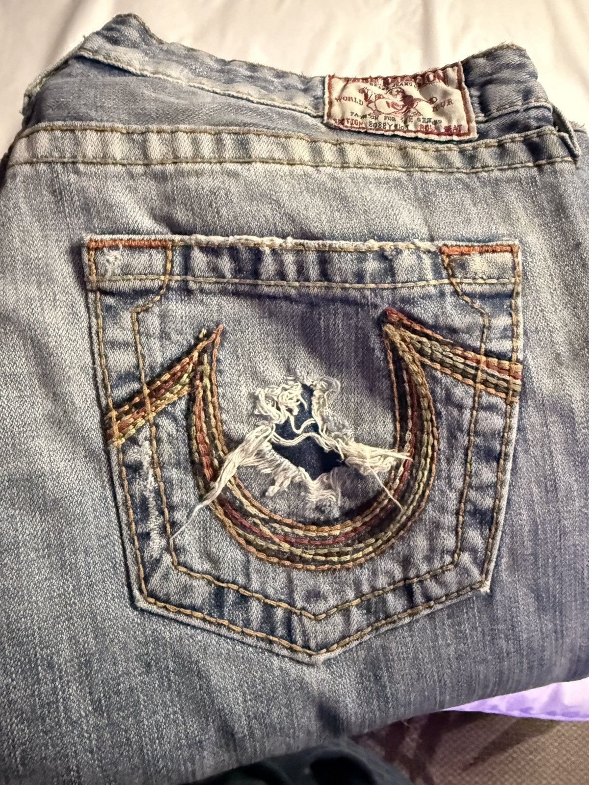 True Religion × Vintage Rainbow True Religion Jeans Real Vintage Y2K Bobby Big T Cut Size 31" - 24 Thumbnail