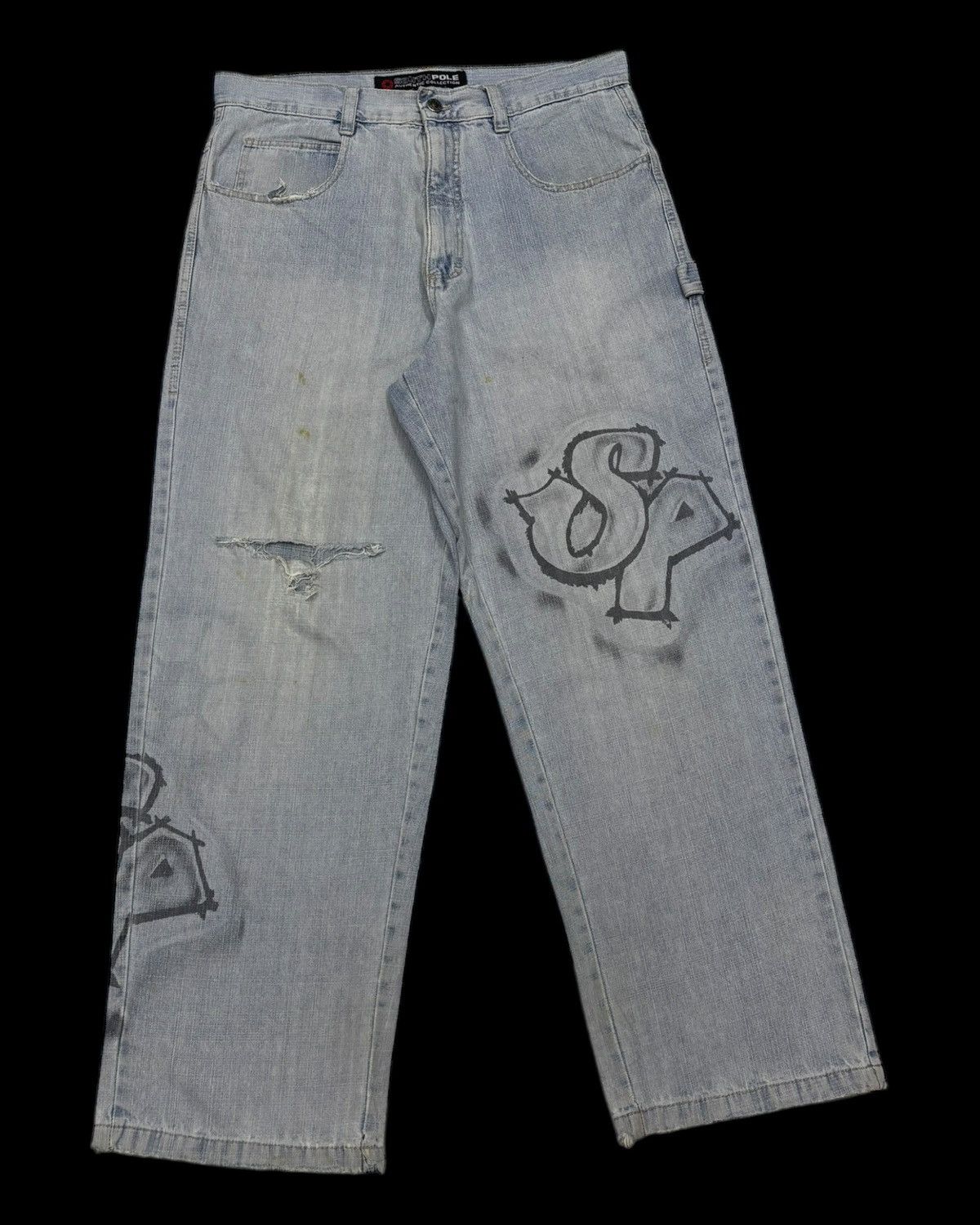 Southpole 🔥SOUTHPOLE BAGGY JEANS DISTRESSED DENIM SKATER STYLE Size US 36 / EU 52 - 3 Thumbnail