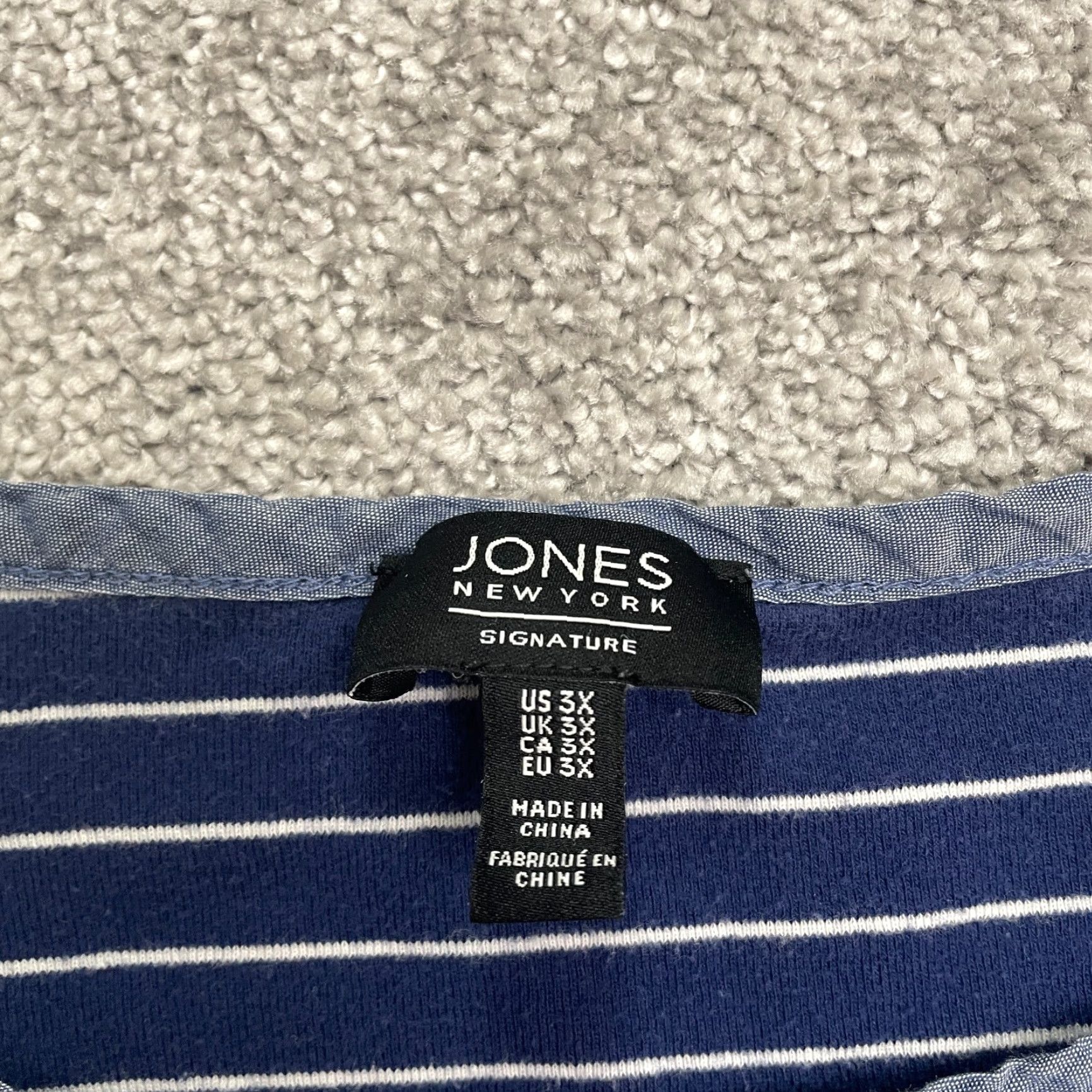 Jones New York Jones New York T-Shirt Womens 3X Striped Short Sleeve Round Neck Blue White Size XXL / US 16-18 / IT 52-54 - 4 Thumbnail